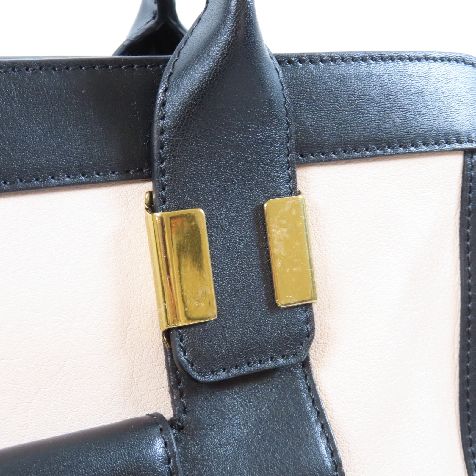 Chloe 牛皮皮革2 Way Shoulder Bag金扣手挽肩背兩用袋黑色/粉紅色