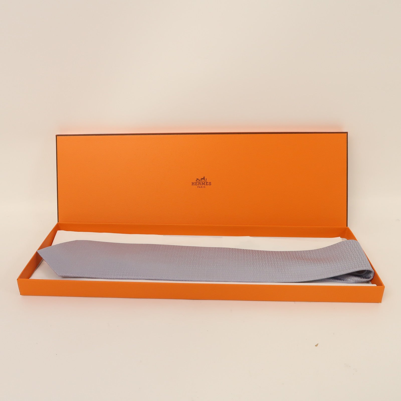HERMES HERMES 絲質Tie領帶灰色