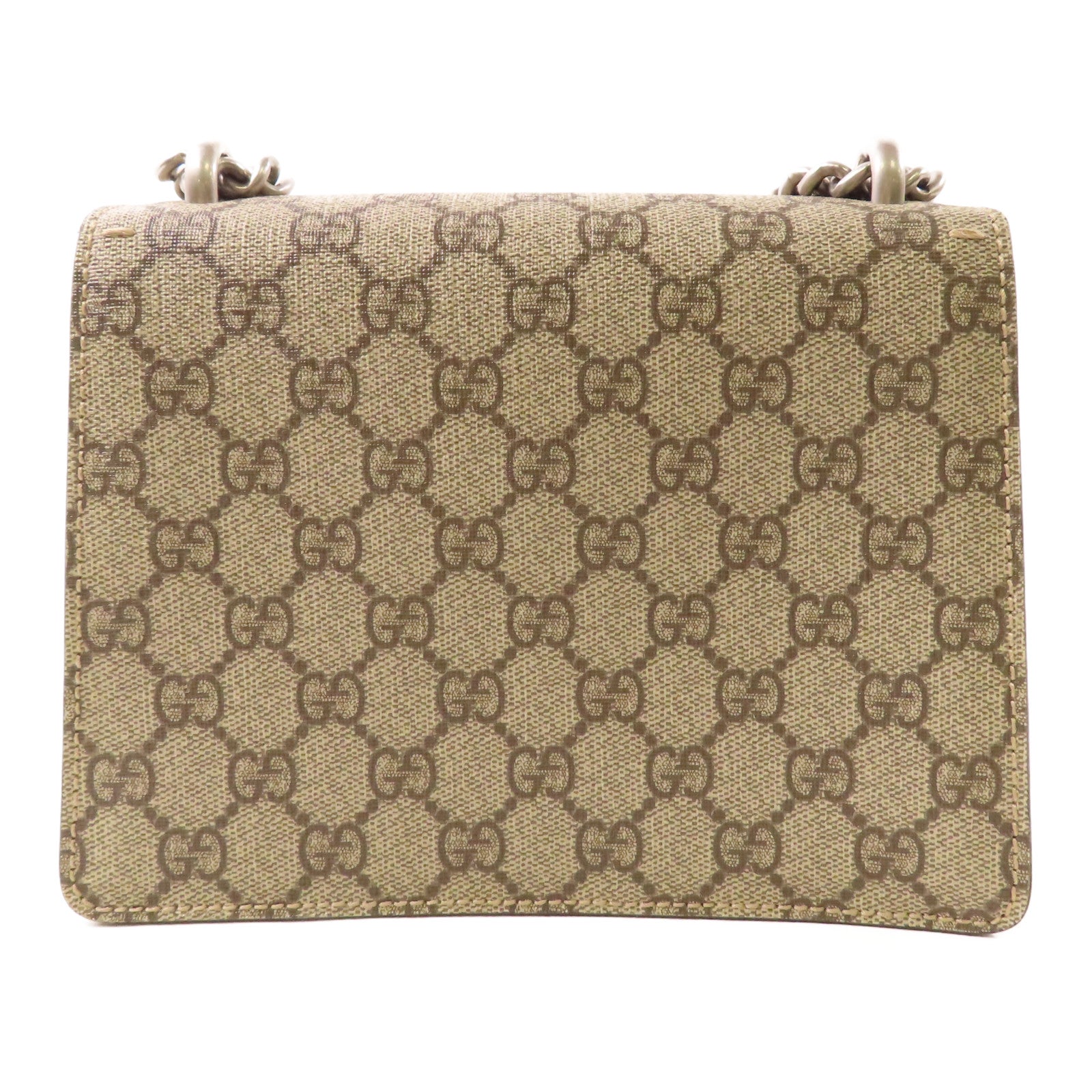 GUCCI 塗層帆布Dionysus銀扣鏈帶肩背袋