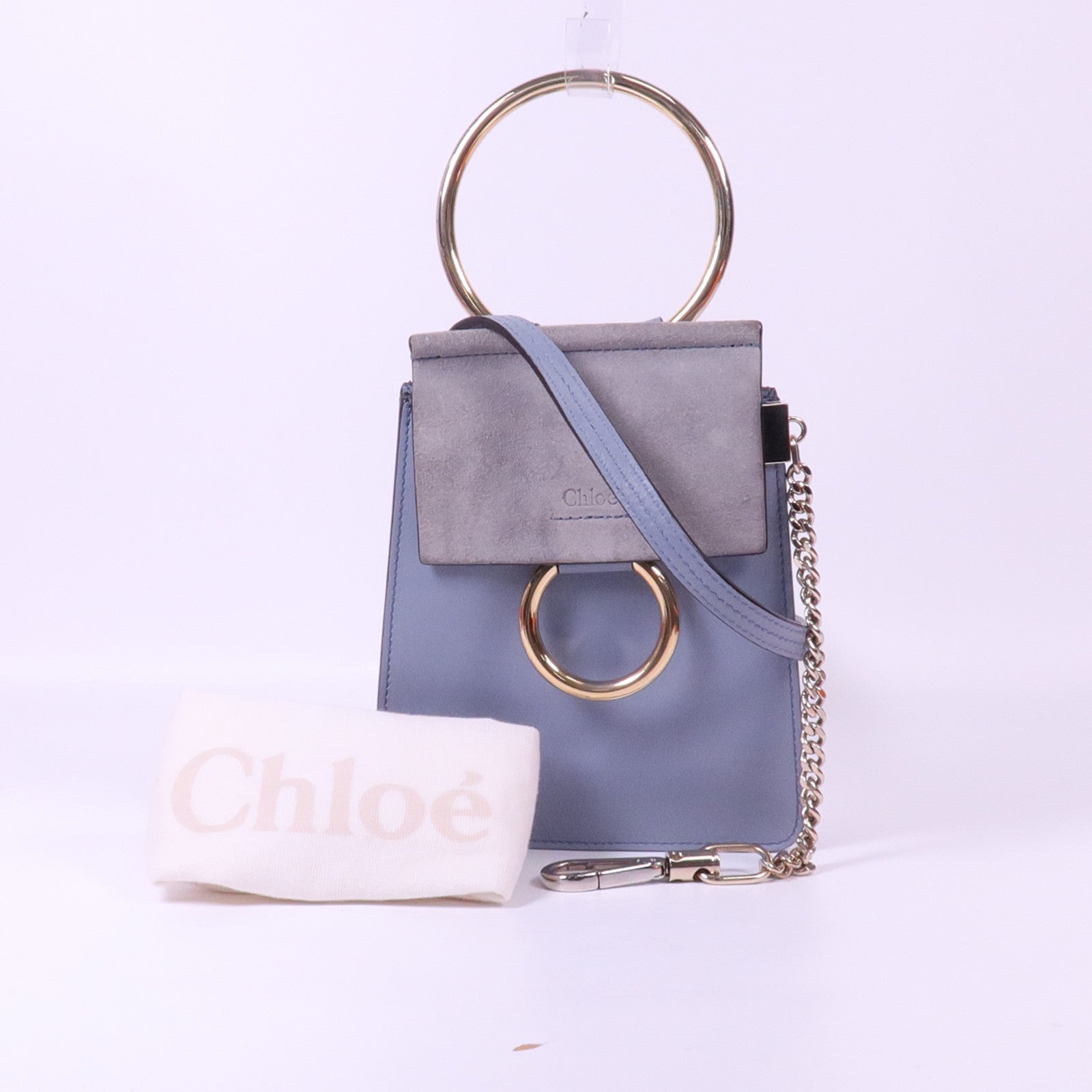 Chloe 牛皮皮革/麂皮皮革Shoulder Bag金扣手挽肩背兩用袋