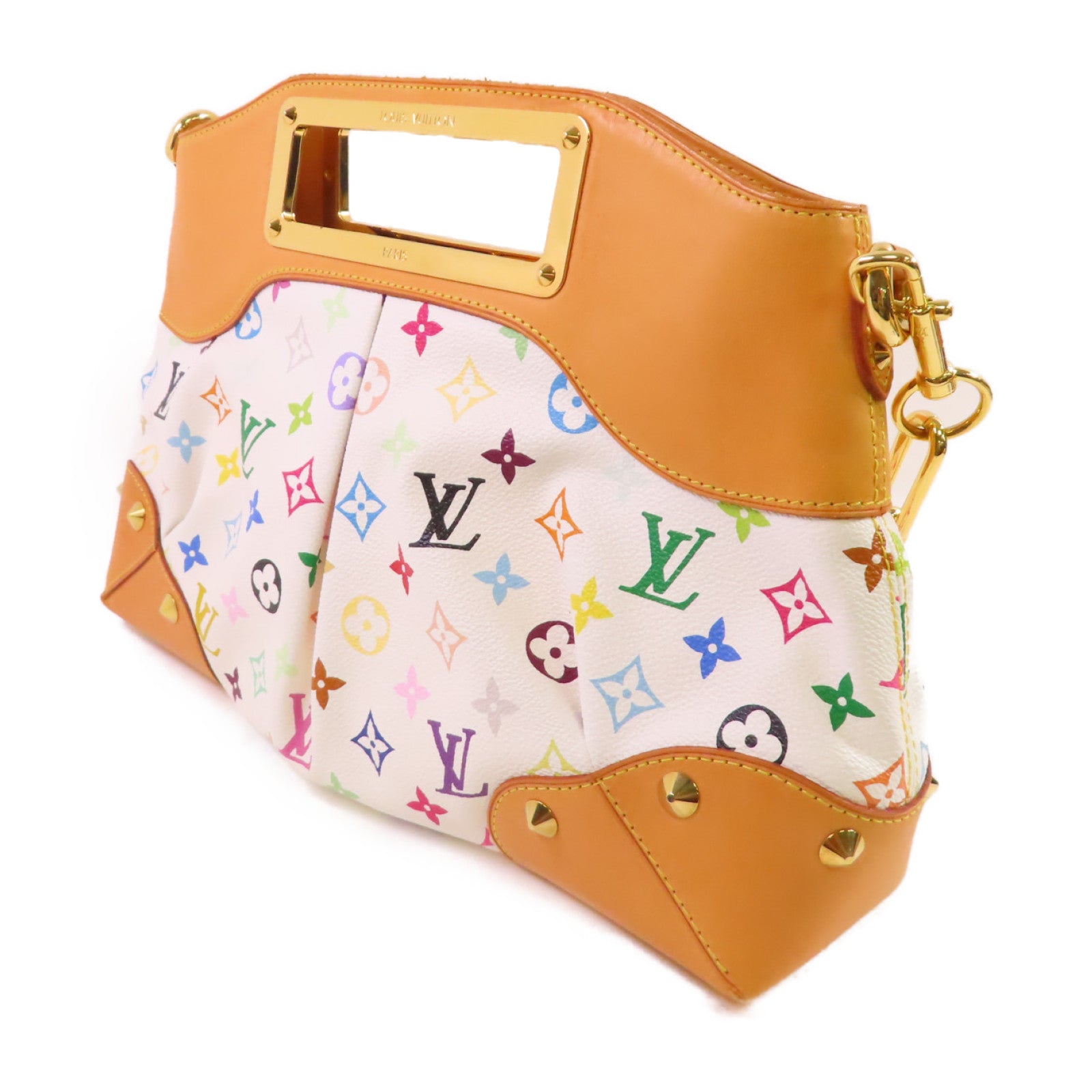 LOUIS VUITTON Monogram Multicolore Judy MM 2Way Shoulder Bag金扣手挽肩背兩用袋米白色/彩色/啡色