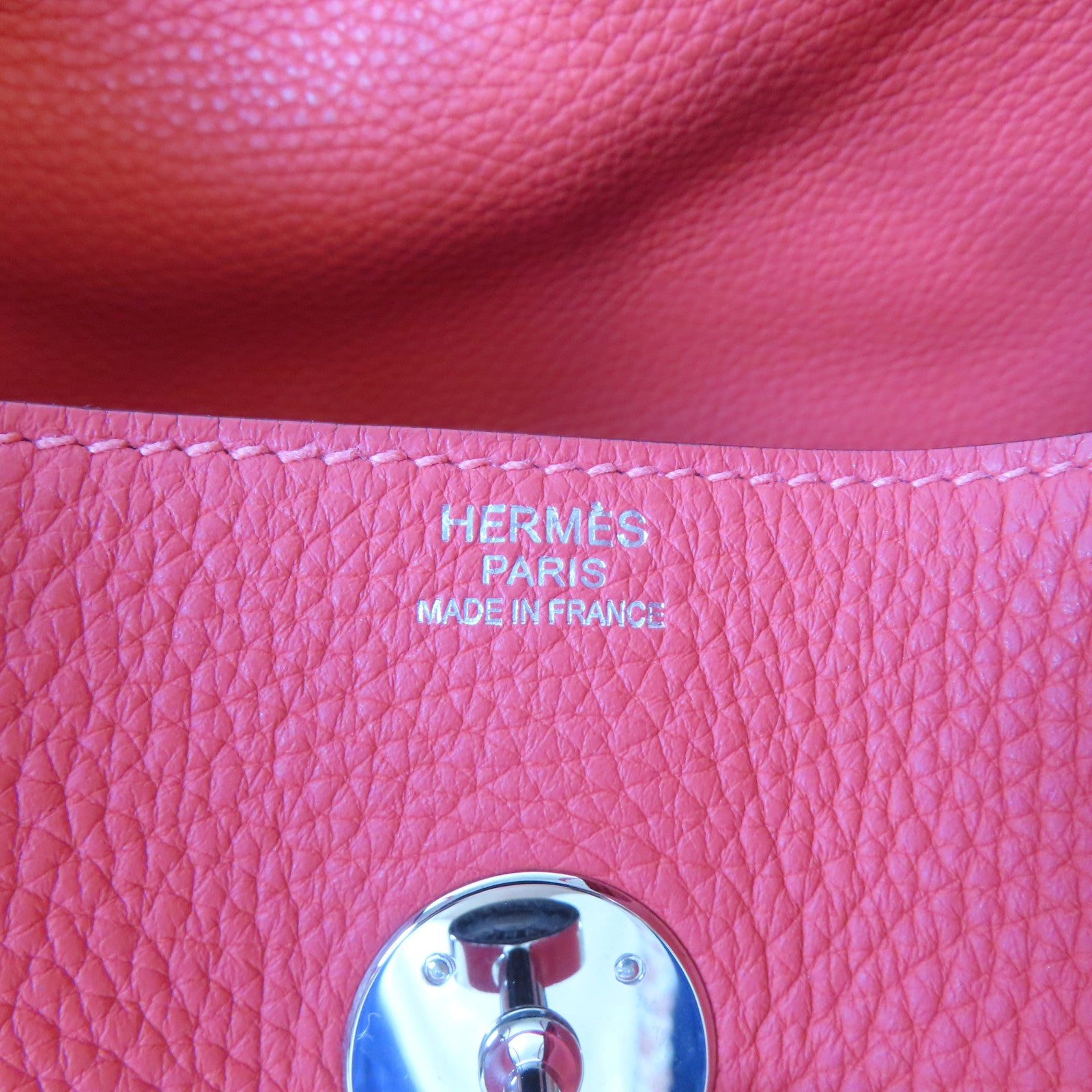 HERMES 【激減優惠】Clemence皮革Lindy 30銀扣手挽肩背兩用袋Rouge Casaque/法拉利紅