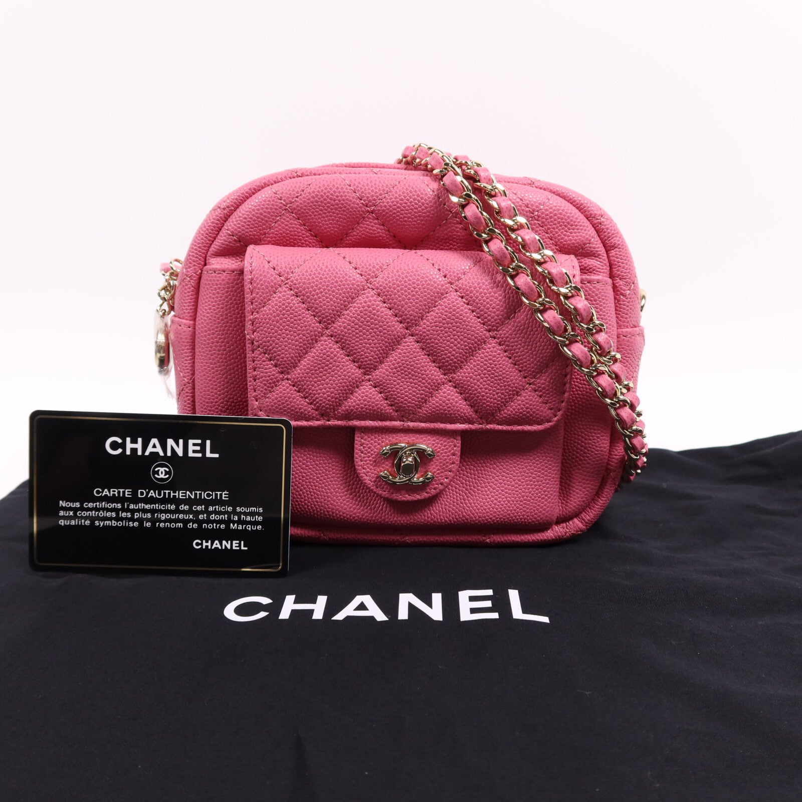 CHANEL 牛皮皮革Chain Shoulder Bag金扣鏈帶肩背袋