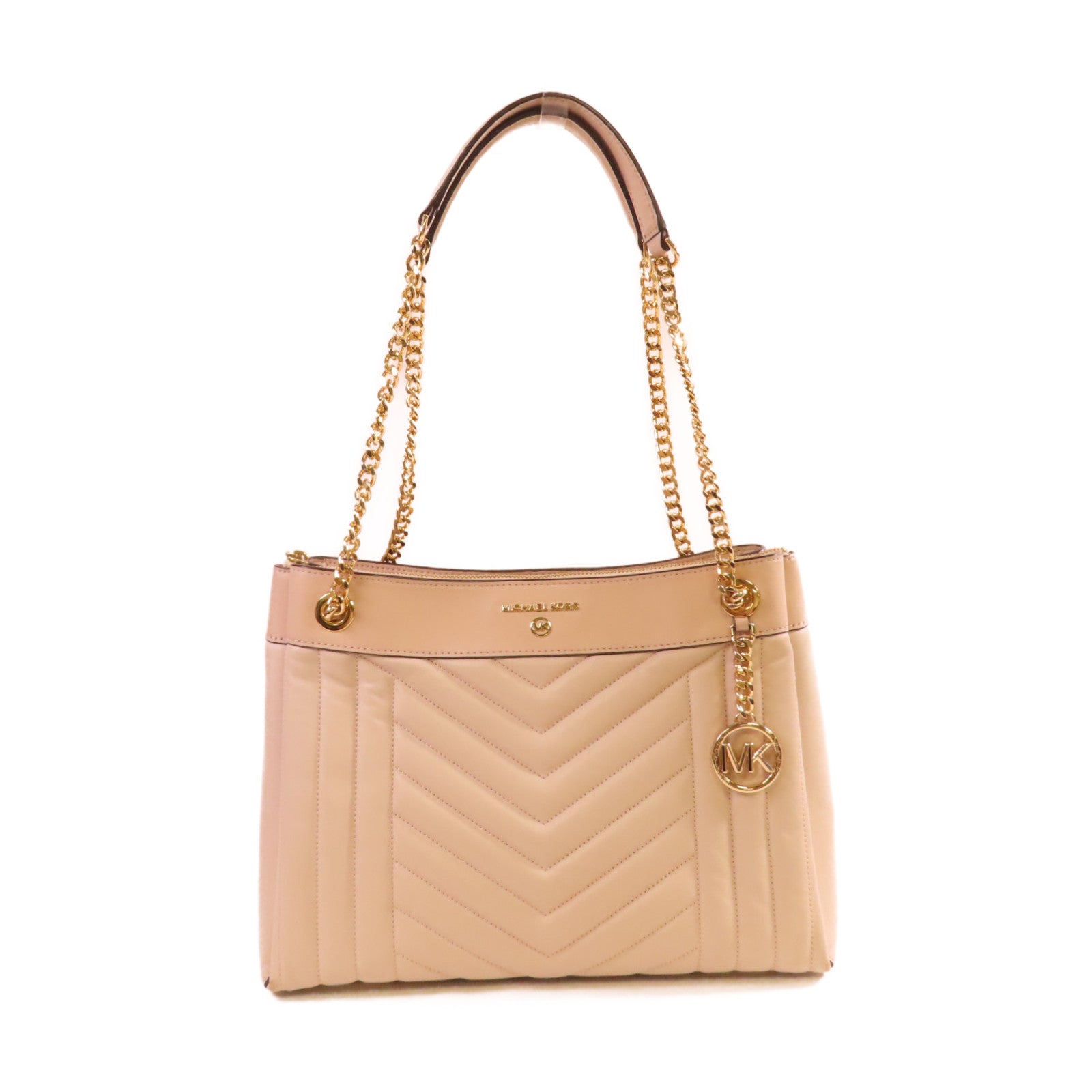 Michael Kors 羊皮皮革Chain Shoulder Bag金扣鏈帶肩背袋杏色