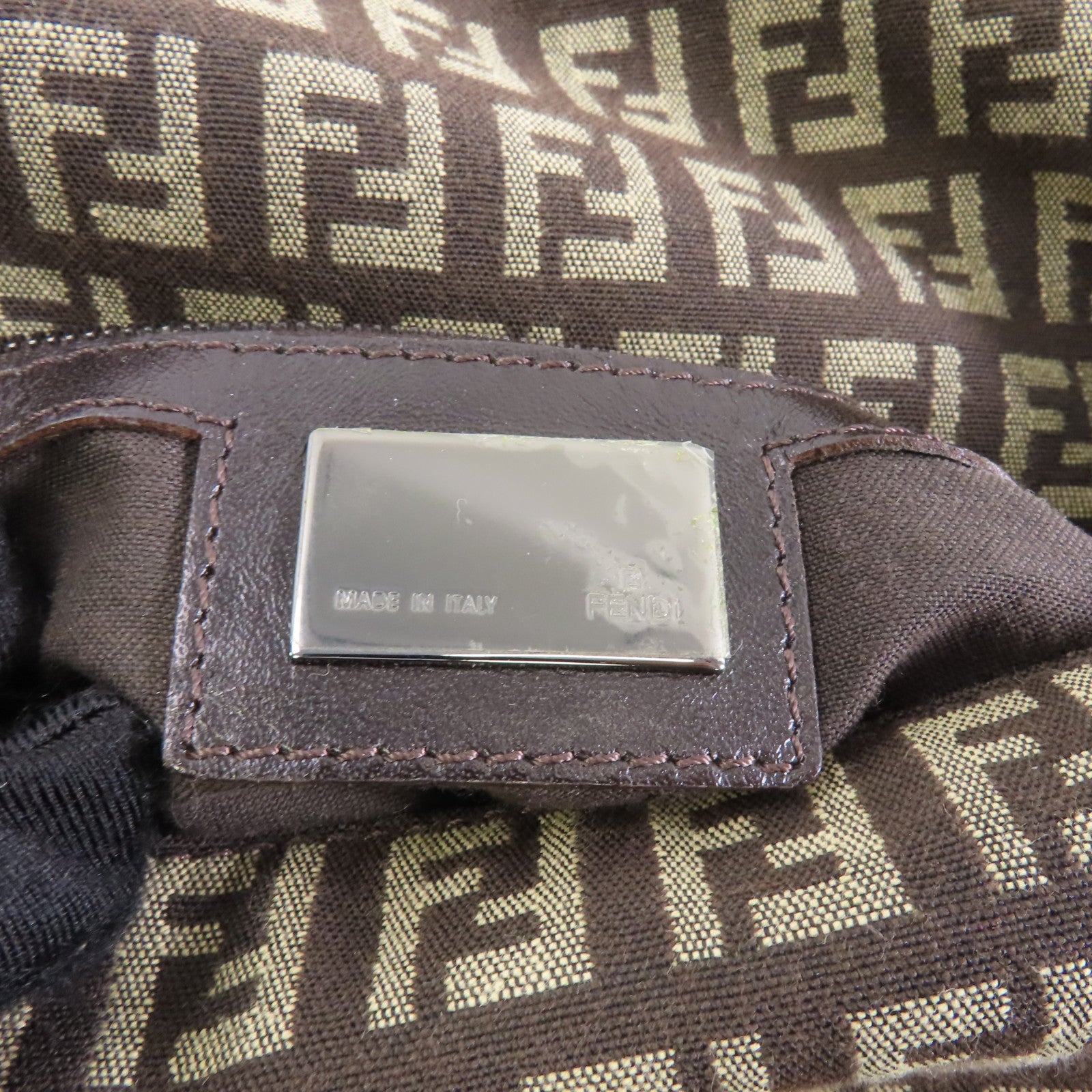 FENDI 帆布/皮革Mamma Baguette Vintage肩背袋啡色