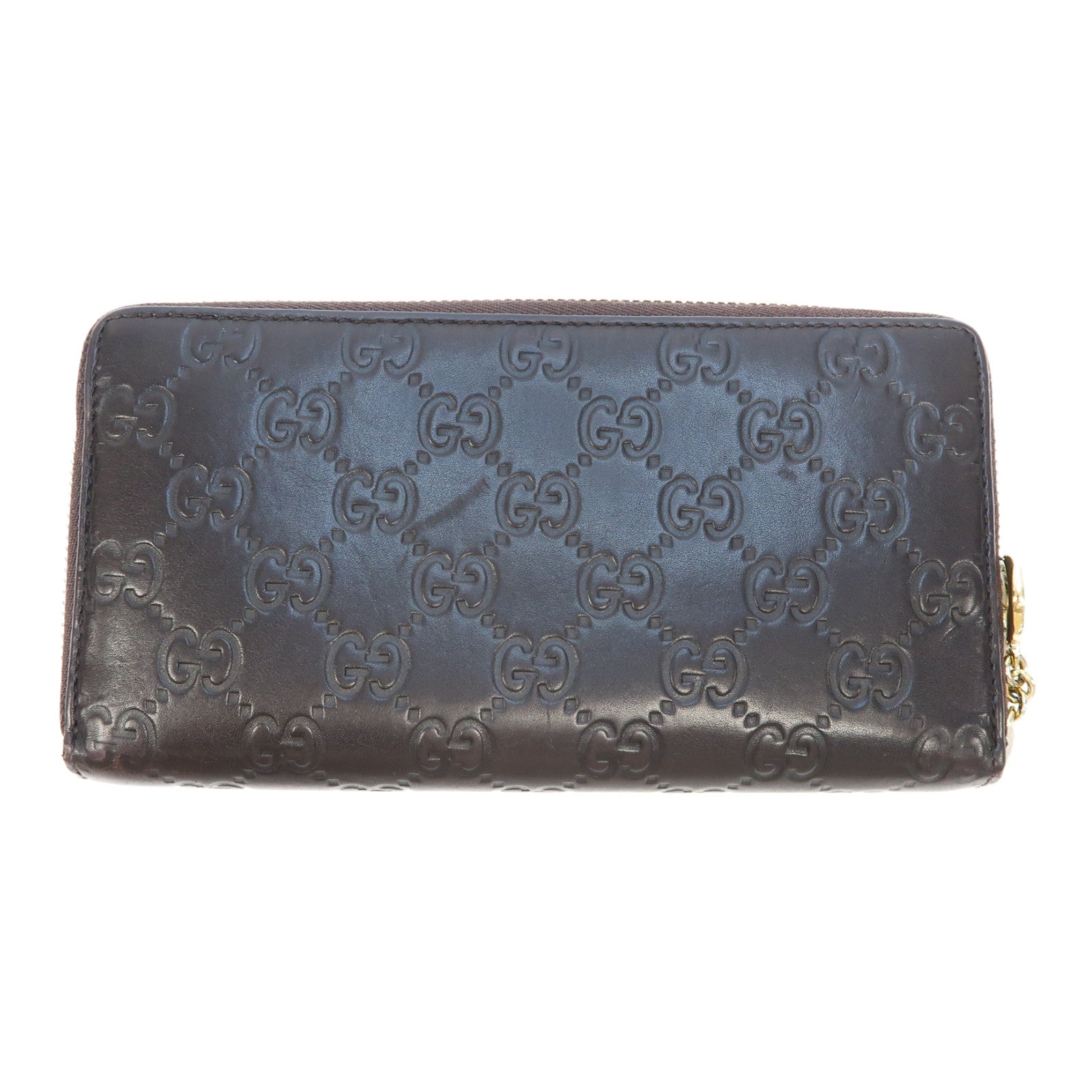 GUCCI 牛皮皮革Zipper Long Wallet金扣長錢包啡色