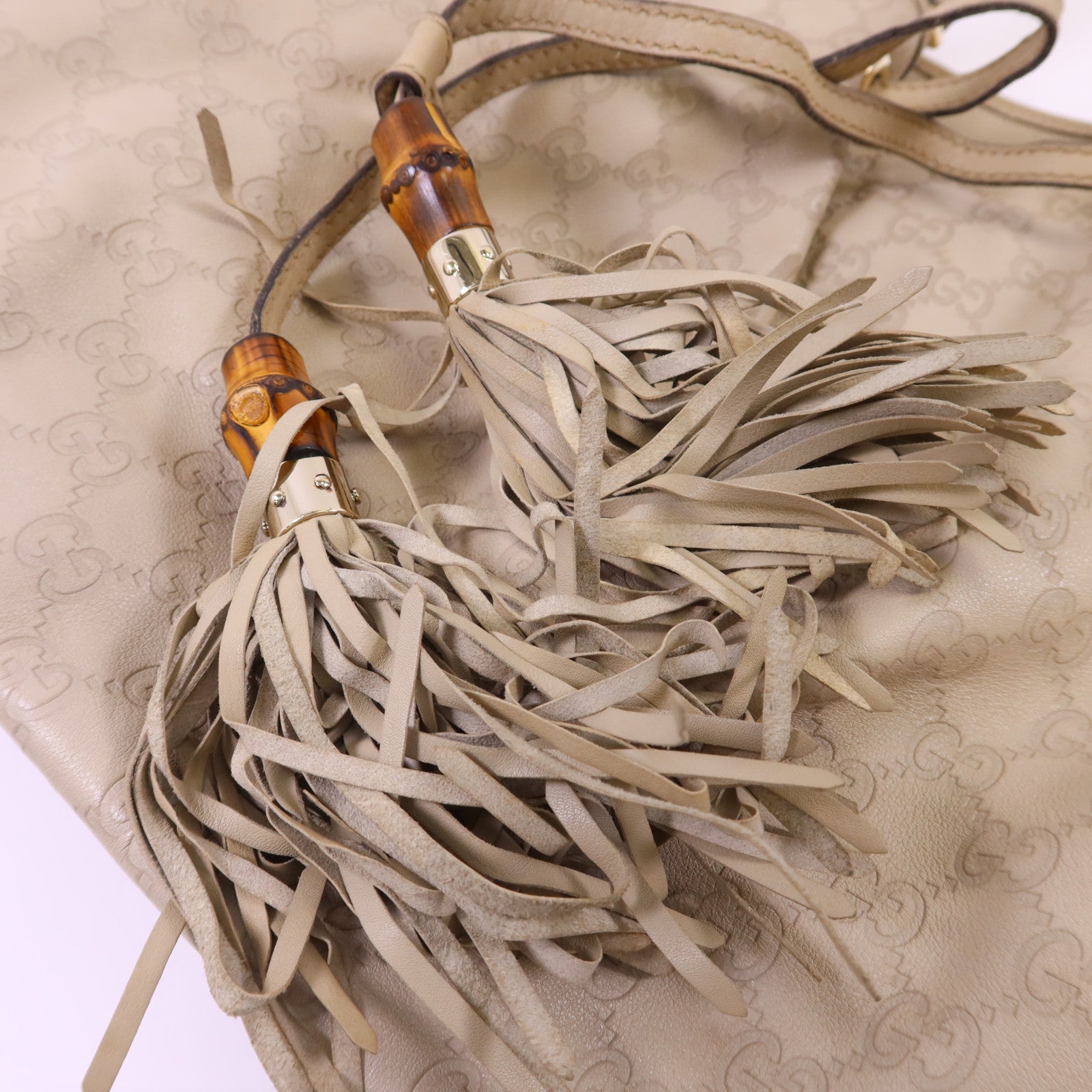 GUCCI 牛皮皮革Guccissima Braided Peggy Tote銀扣肩背袋