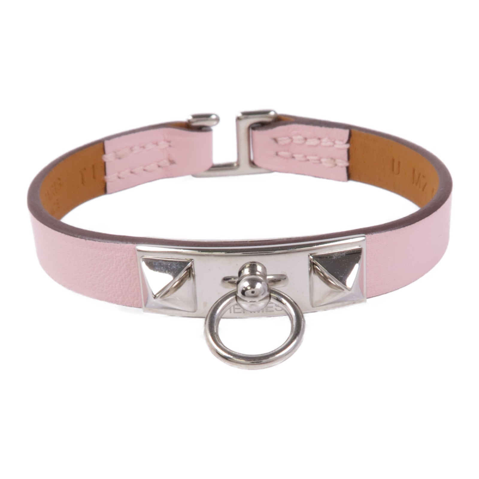 HERMES PHW Rivale Tour Bracelet Veau Swift Leather Rose Sakura Pink