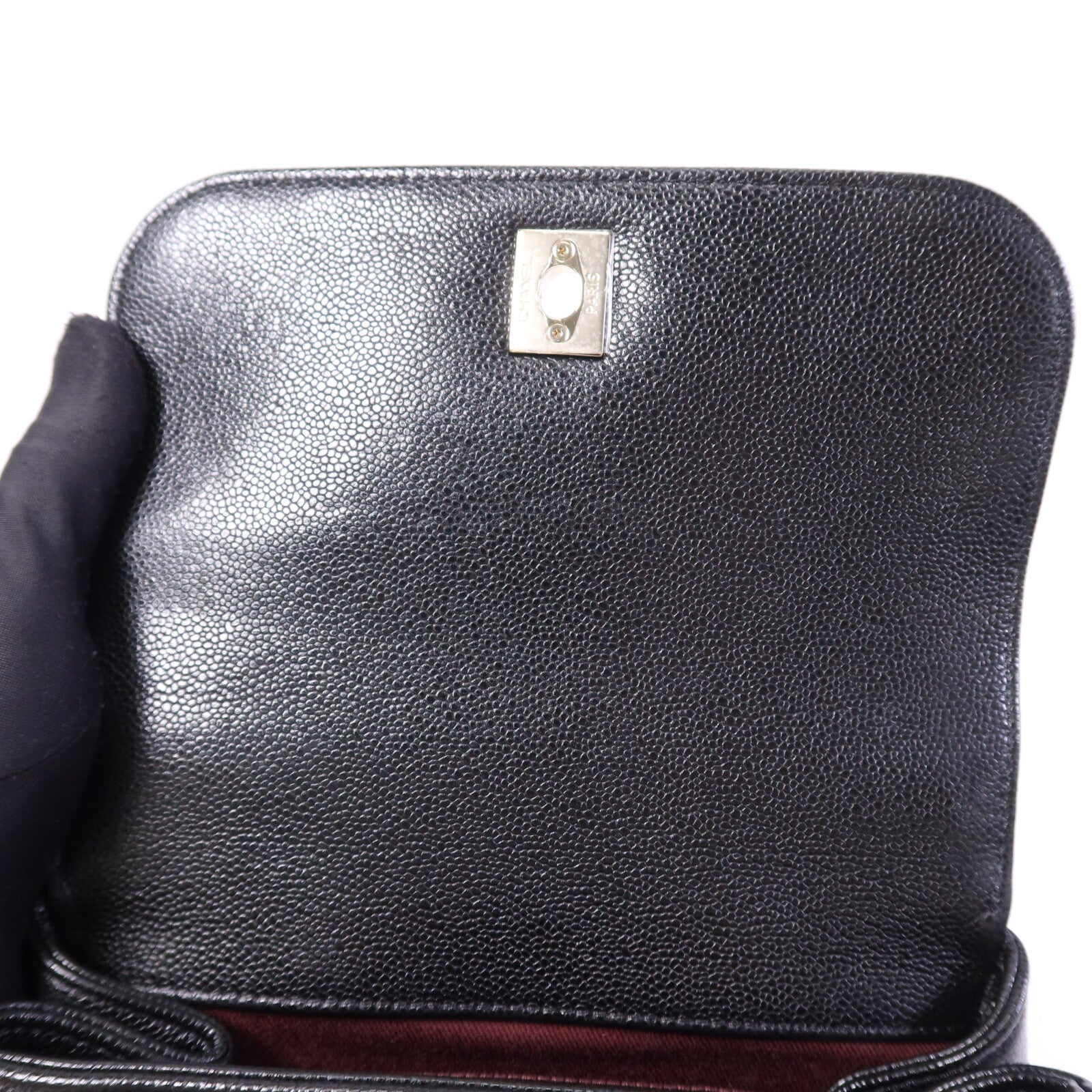 CHANEL 牛皮皮革Business Affinity Small金扣鏈帶手挽肩背兩用袋