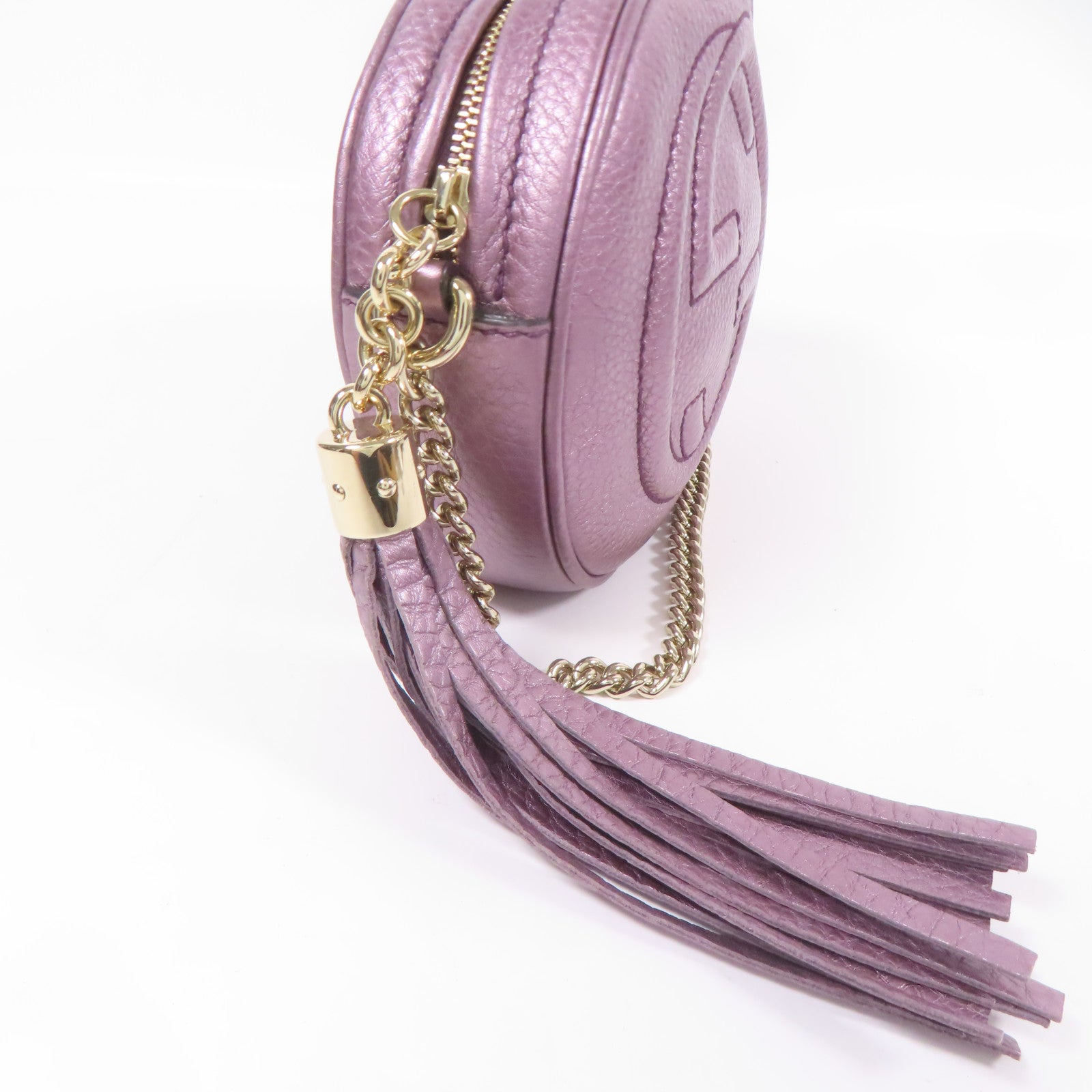 GUCCI GG GHW Chain Shoulder Bag 353965 Leather Purple