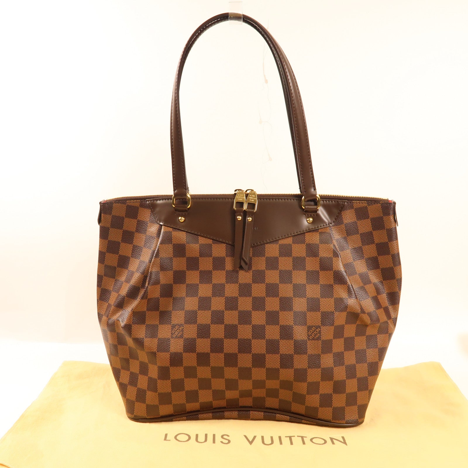 LOUIS VUITTON Damier Westminster GM金扣肩背袋棕色