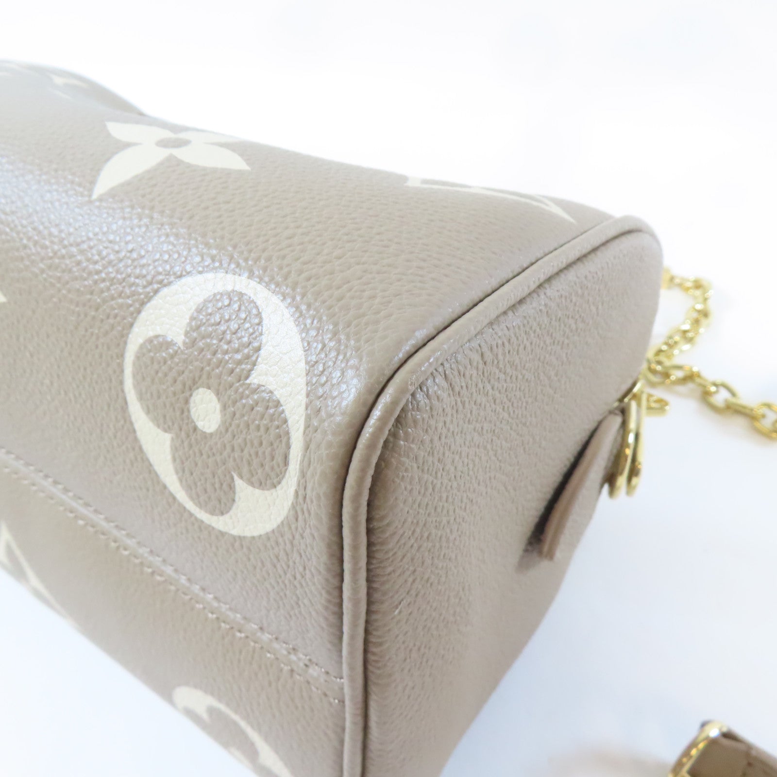LOUIS VUITTON Monogram Empreinte Speedy Bandouliere 20 2 Way Bag金扣手挽肩背兩用袋米色