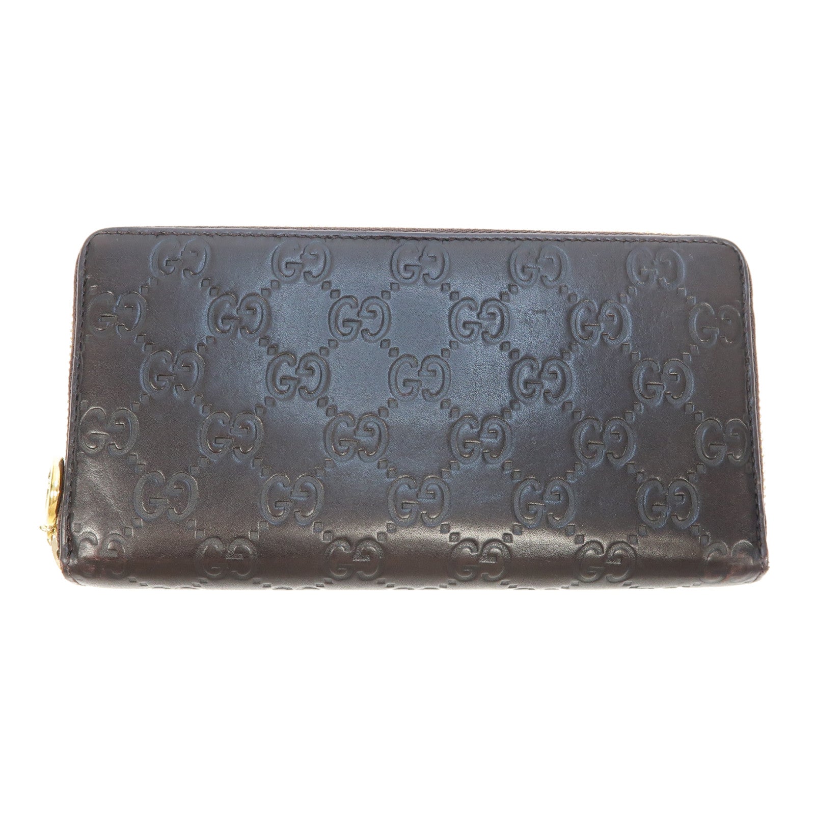 GUCCI 牛皮皮革Zipper Long Wallet金扣長錢包啡色