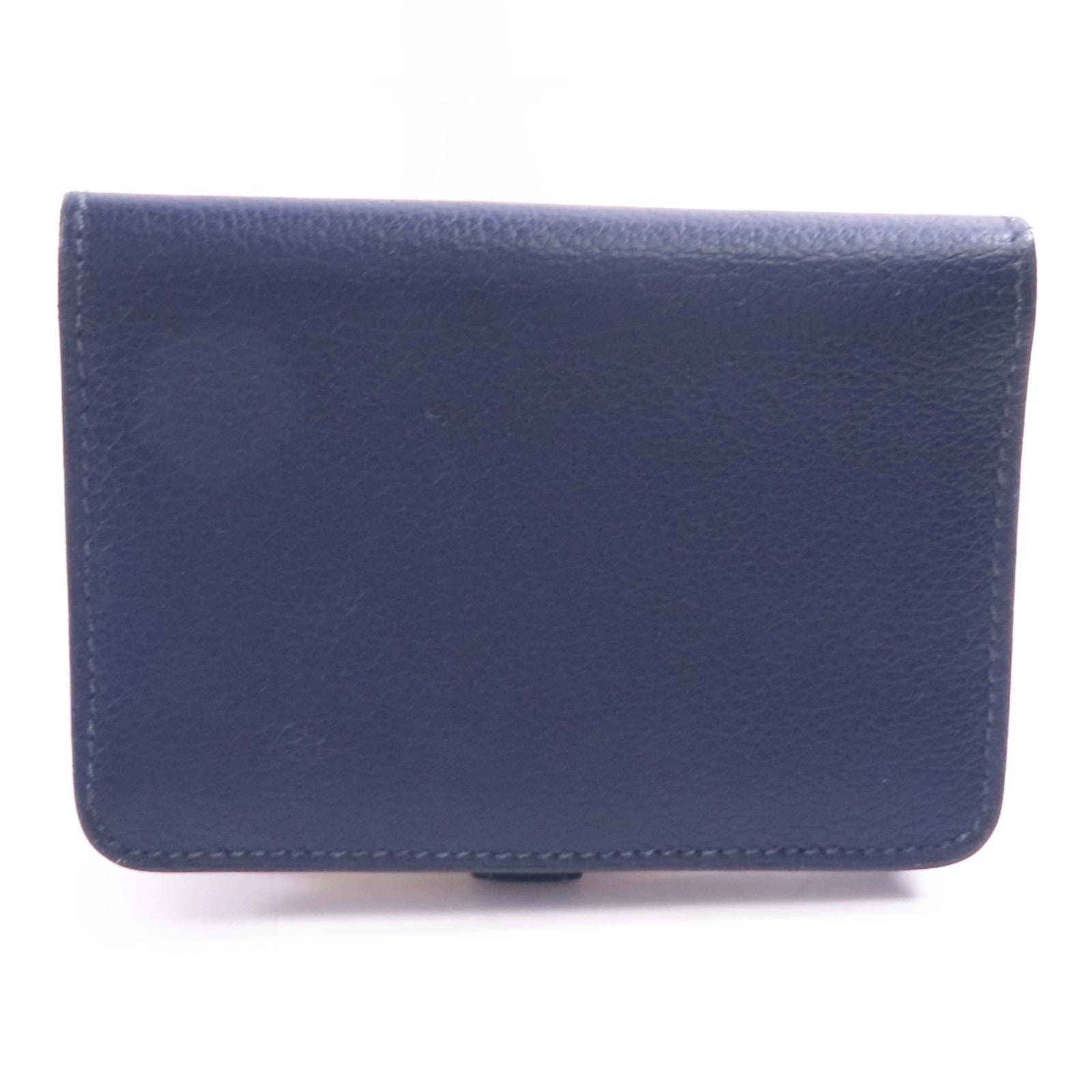 HERMES Clemence皮革Card Case銀扣卡片套Bleu Indigo