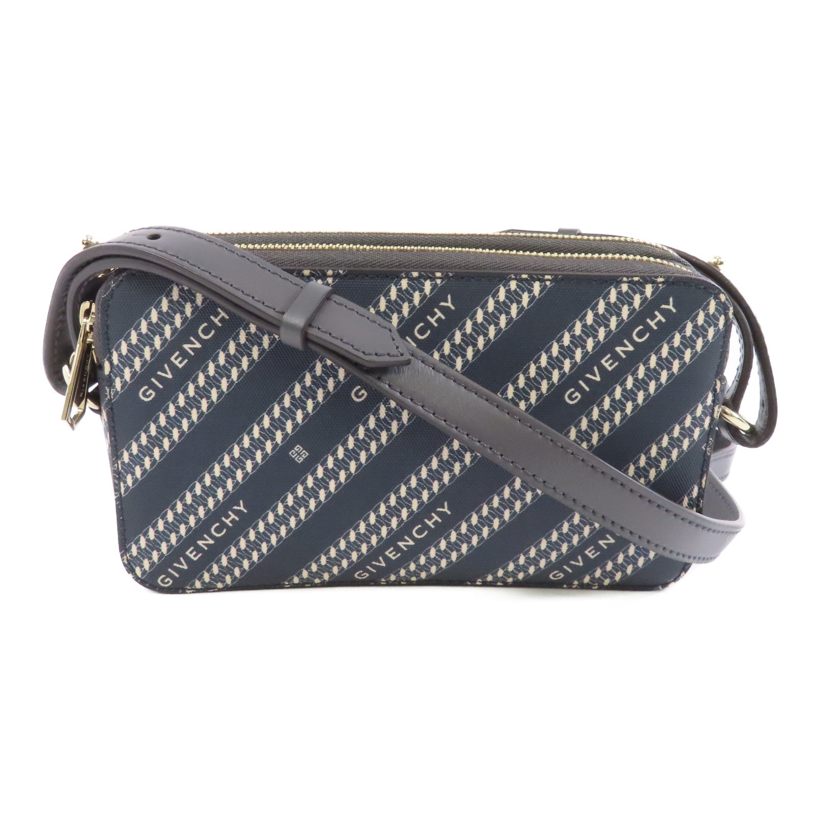 GIVENCHY 牛皮皮革/塗層帆布Shoulder Bag金扣肩背袋白色