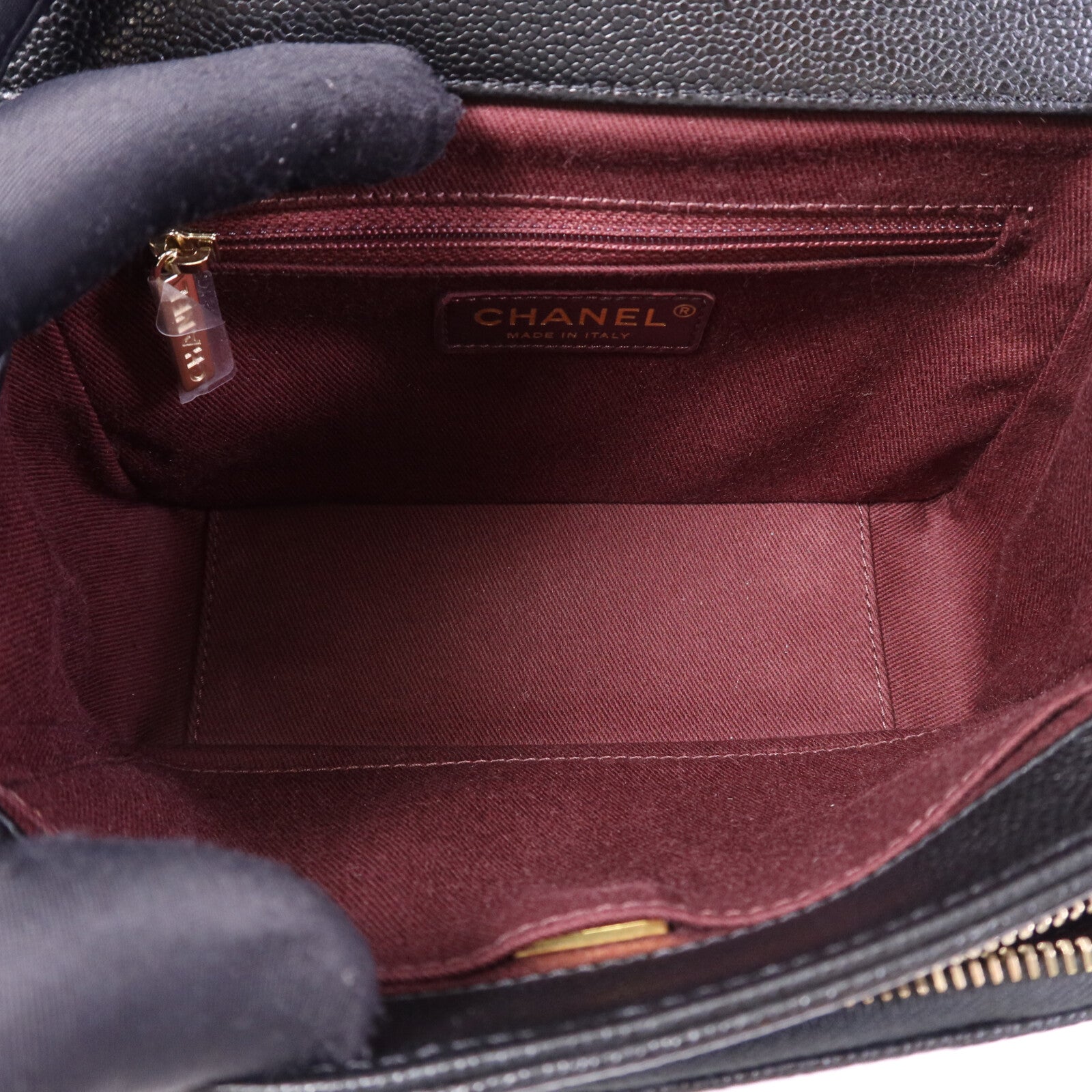 CHANEL 牛皮皮革Business Affinity Small金扣鏈帶手挽肩背兩用袋