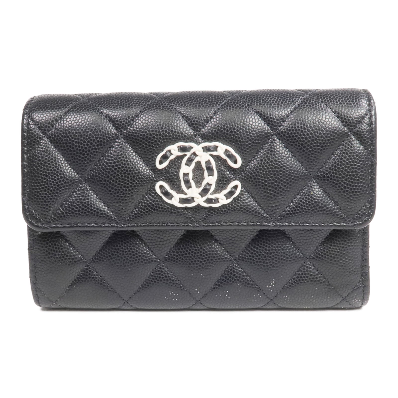 CHANEL 牛皮皮革Chanel 19 Wallet銀扣長錢包