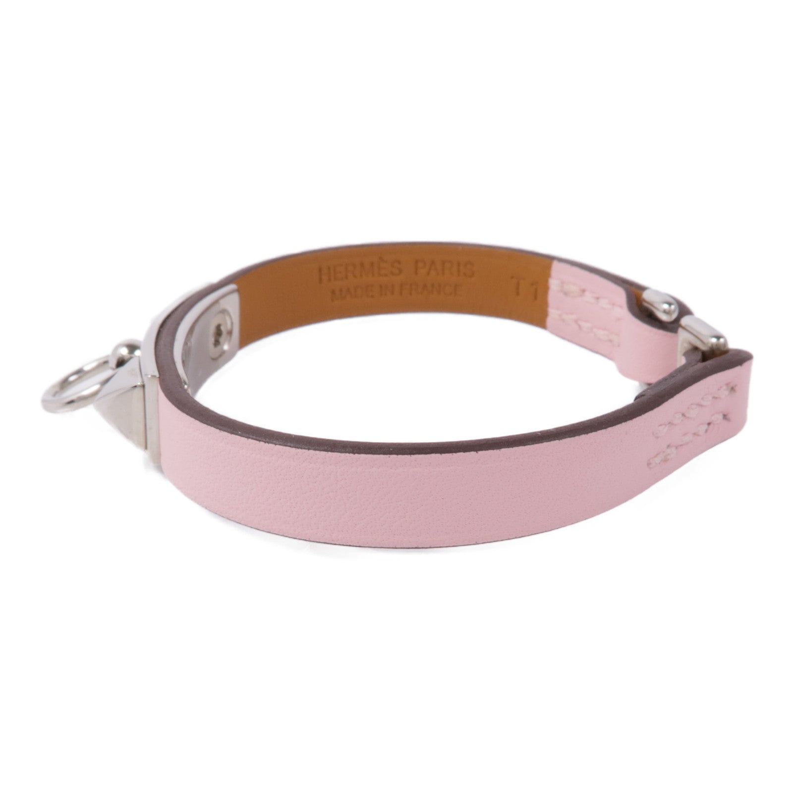 HERMES PHW Rivale Tour Bracelet Veau Swift Leather Rose Sakura Pink