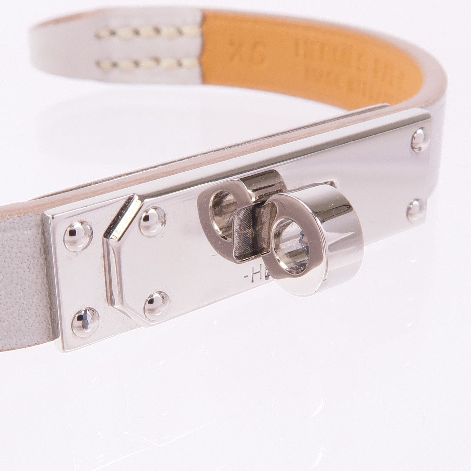 HERMES Swift皮革Micro Kelly Bracelet銀扣手帶