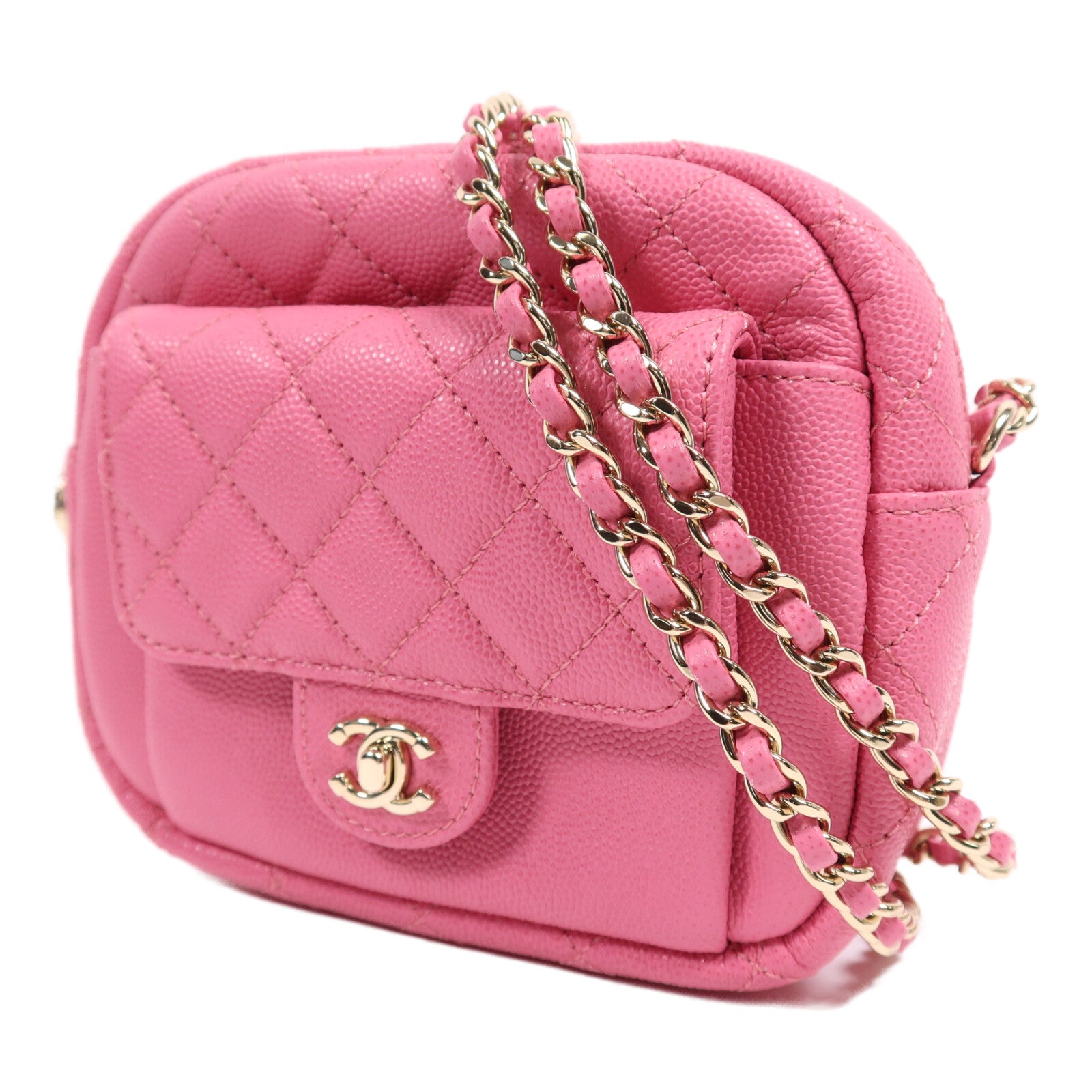 CHANEL 牛皮皮革Chain Shoulder Bag金扣鏈帶肩背袋