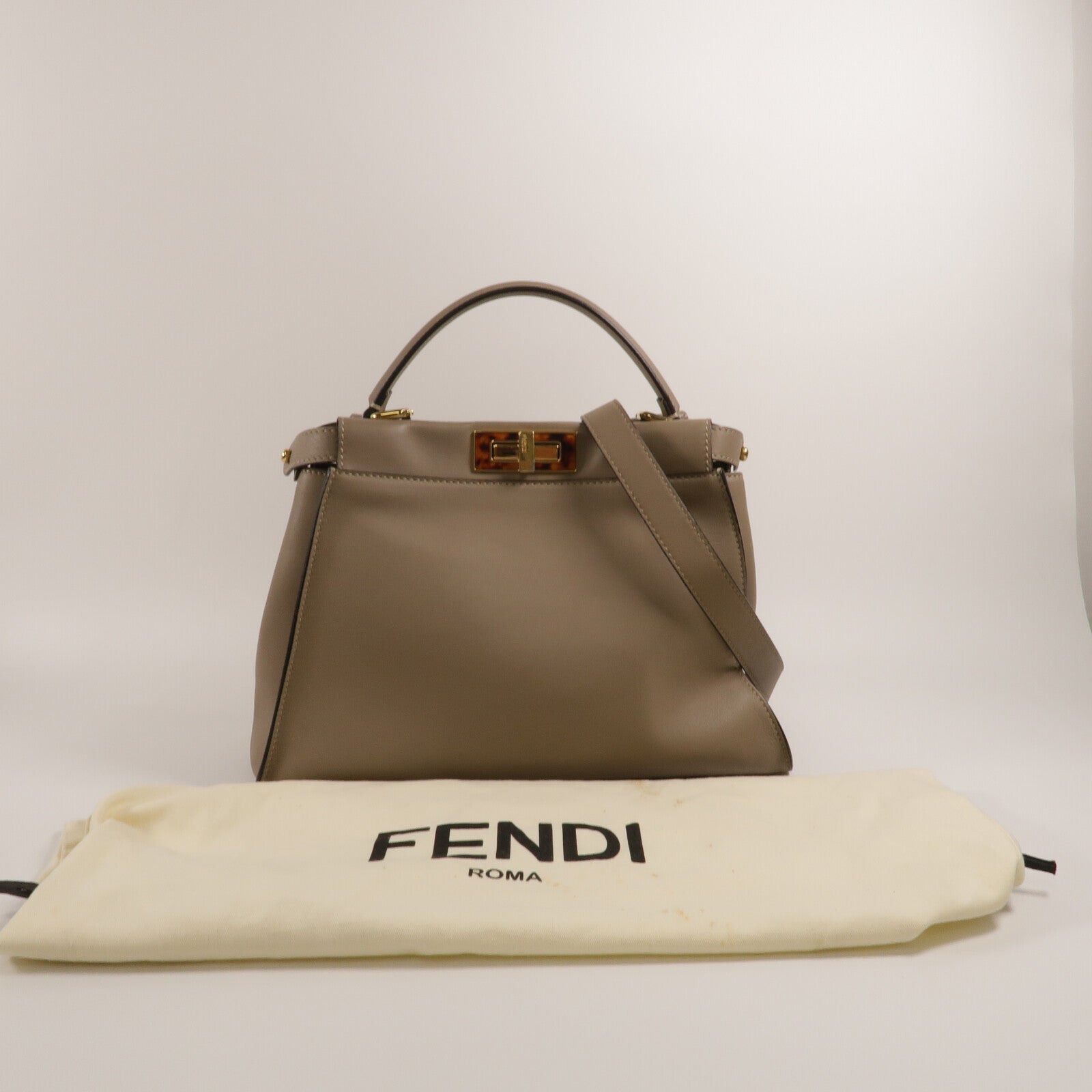 FENDI 牛皮皮革Peekaboo手挽肩背兩用袋