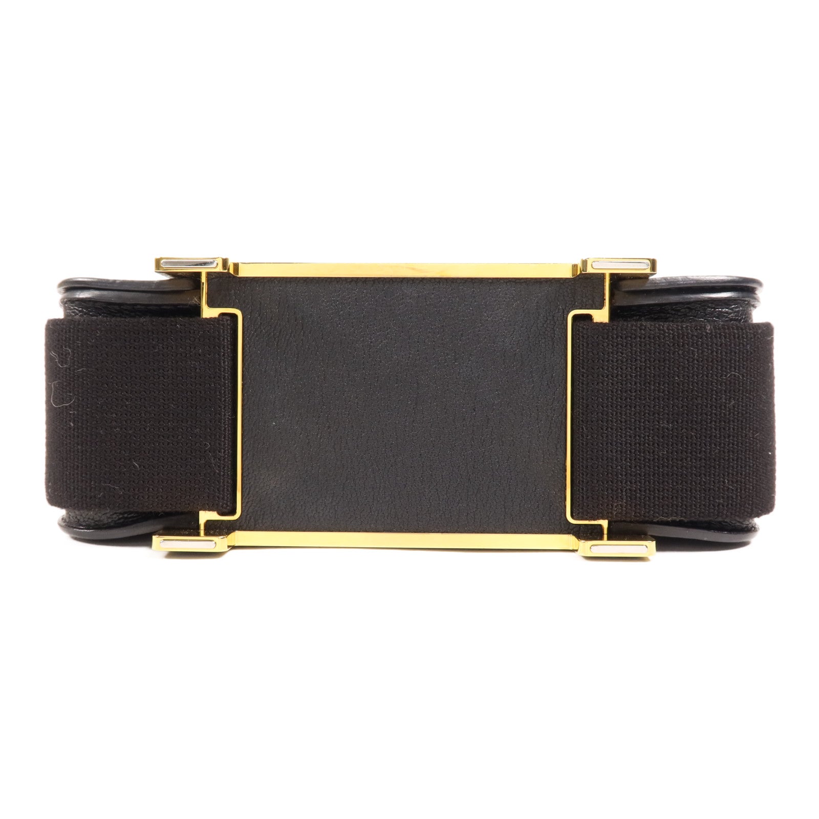 HERMES Chevre皮革Geta金扣肩背袋Noir