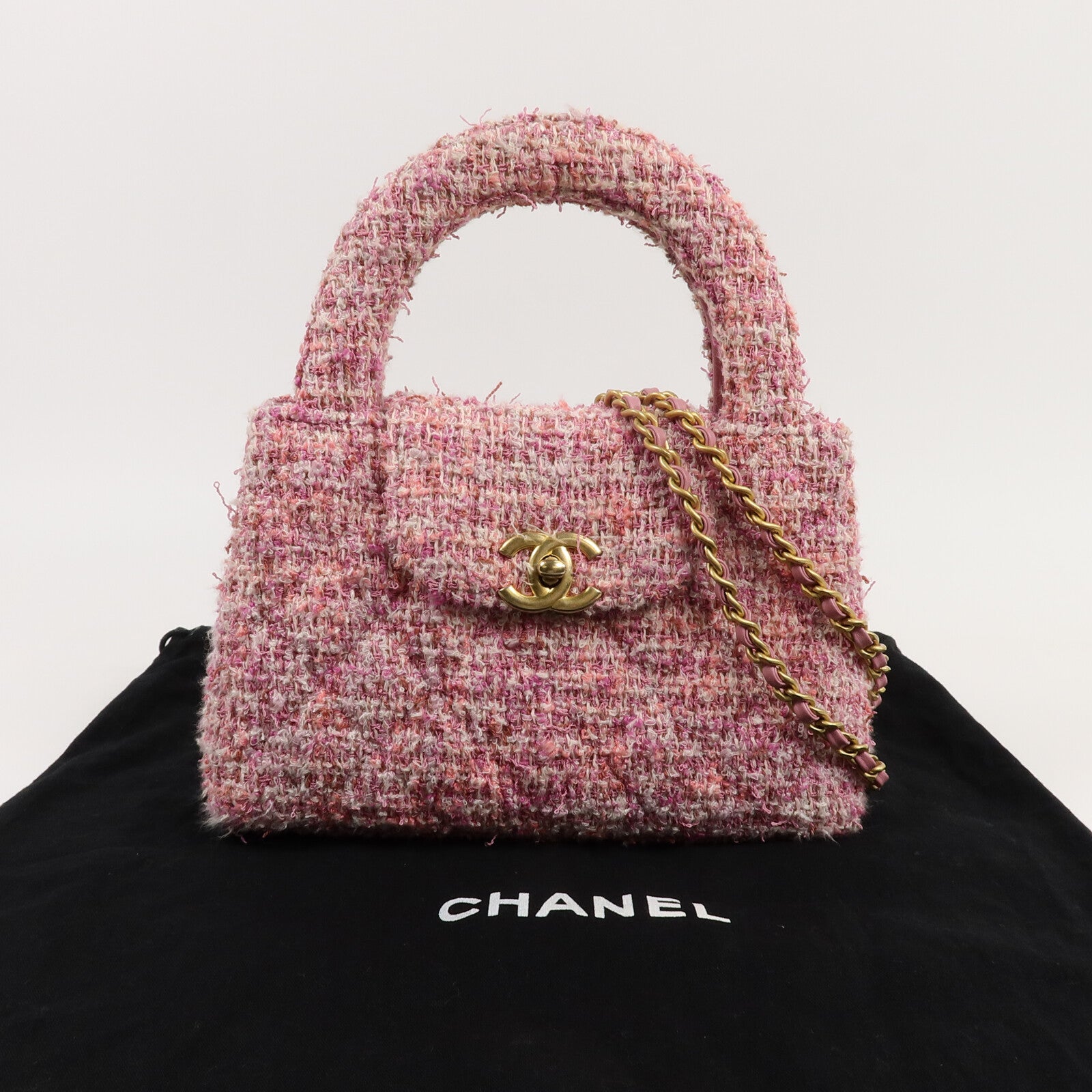 CHANEL 斜紋軟呢Kelly Bag手挽肩背兩用袋