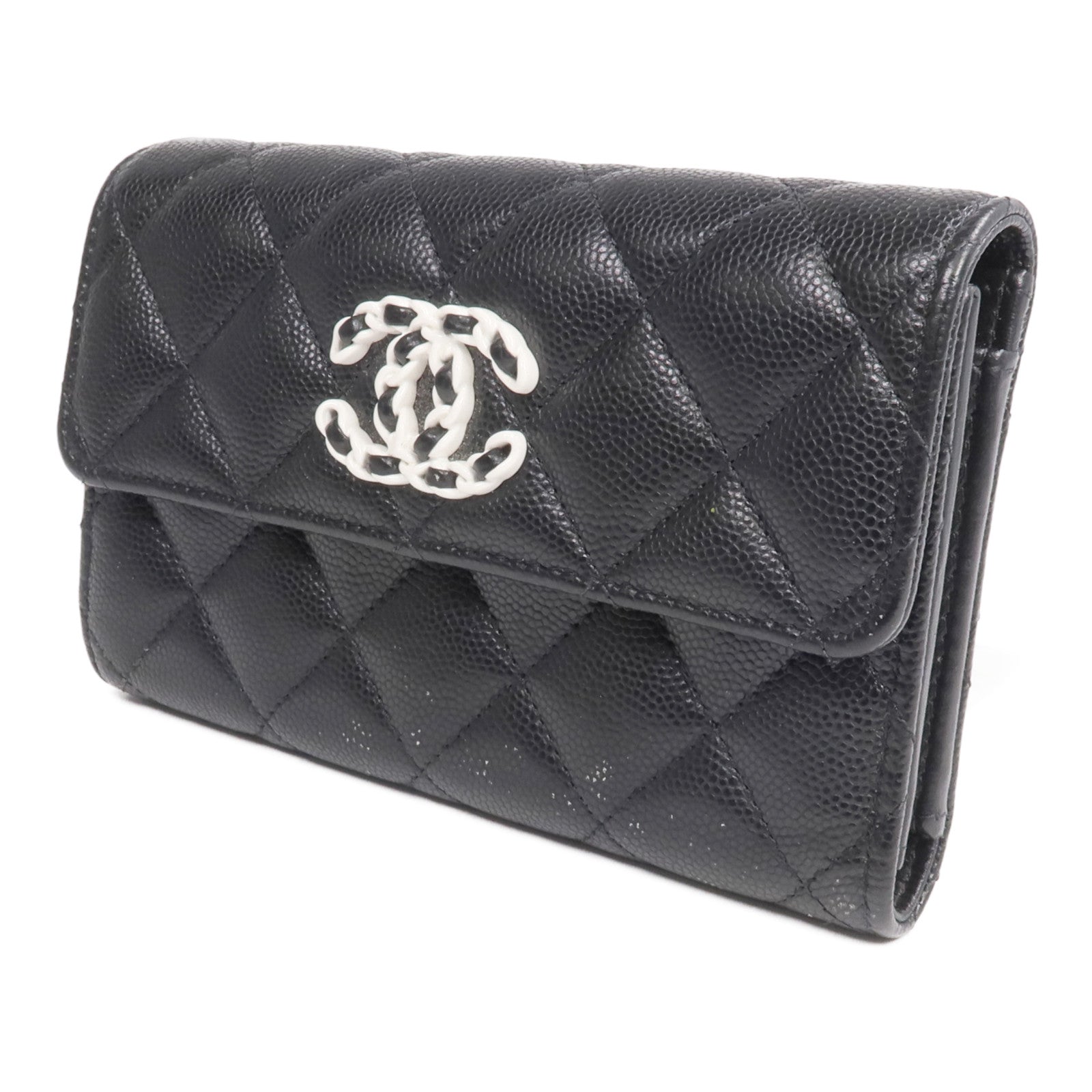 CHANEL 牛皮皮革Chanel 19 Wallet銀扣長錢包