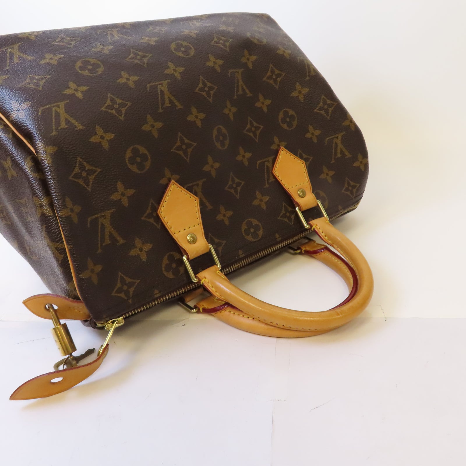 LOUIS VUITTON Monogram Speedy 30金扣手挽袋啡色