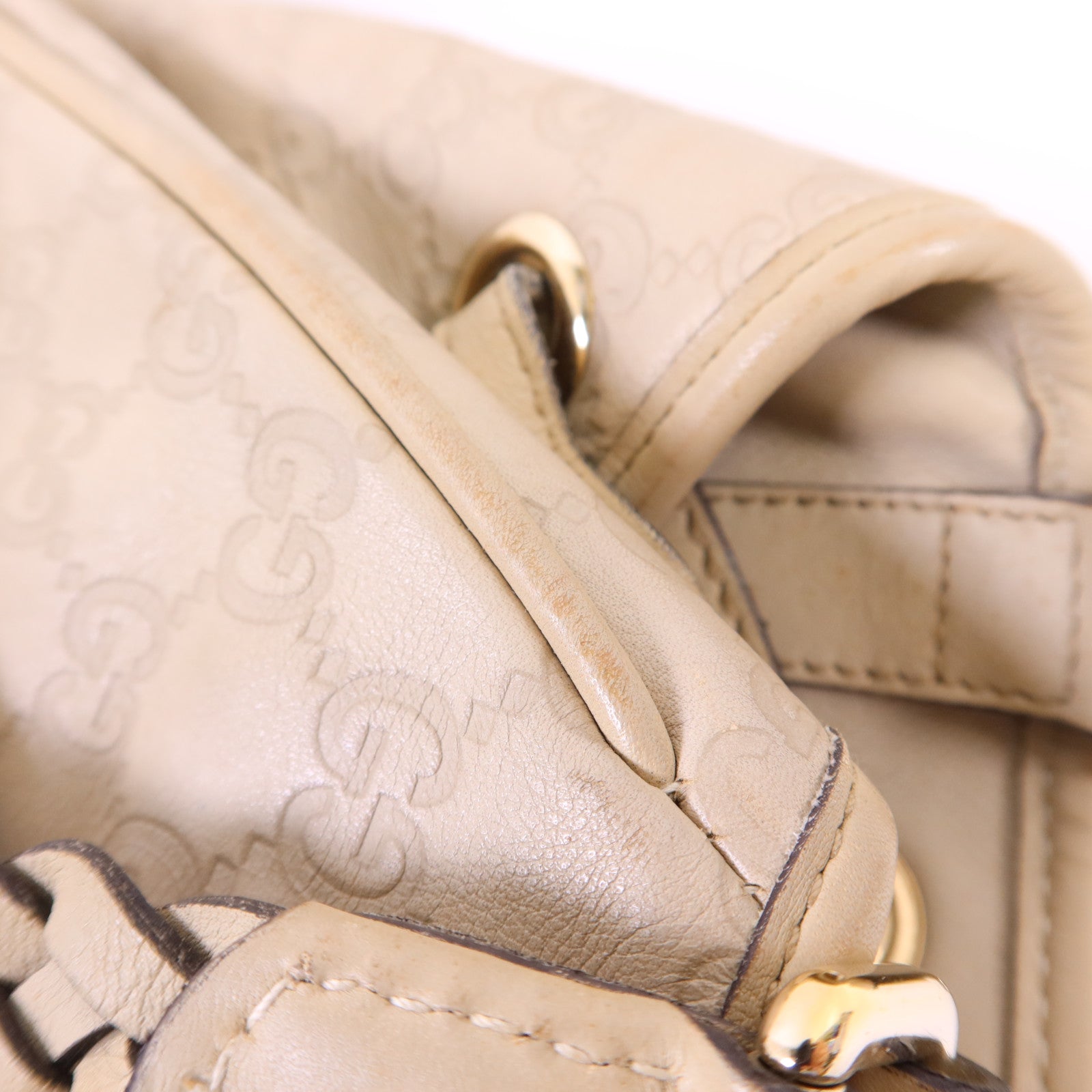 GUCCI 牛皮皮革Guccissima Braided Peggy Tote銀扣肩背袋