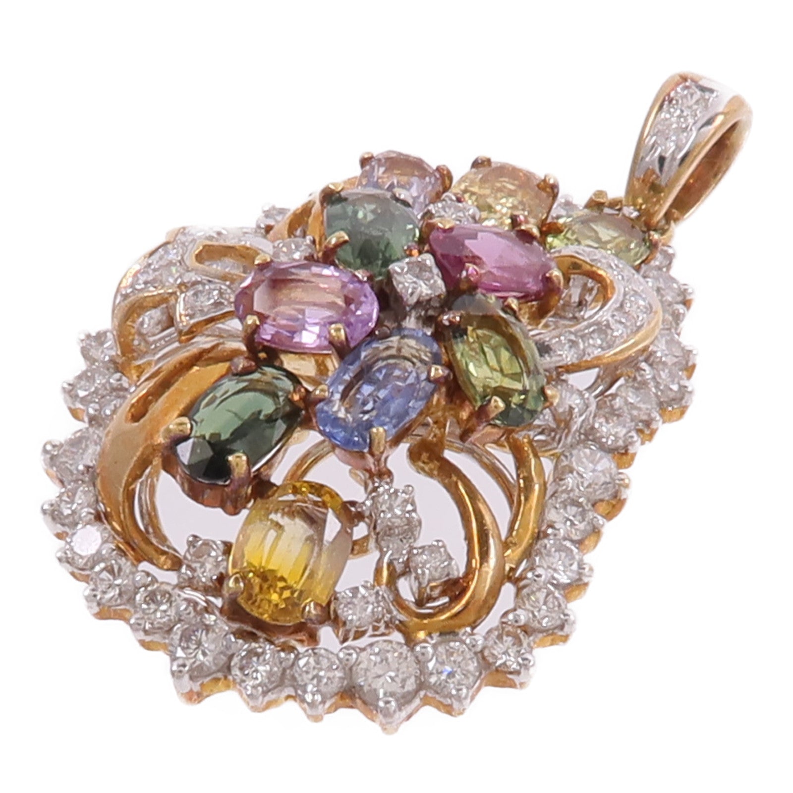 JEWELRY 18K黃金/白金Diamond Color Stone Pendant Top鑽石/彩色寶石吊墜