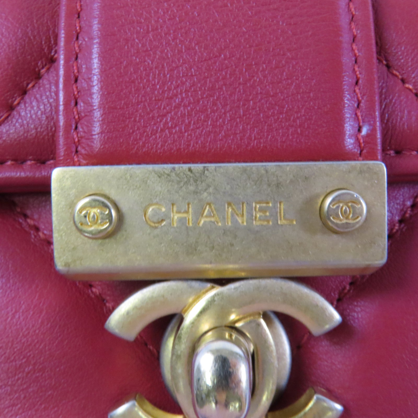 CHANEL 羊皮皮革2Way Shoulder Bag金扣鏈帶手挽肩背兩用袋
