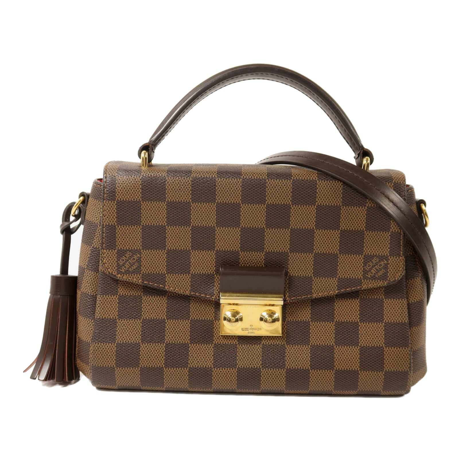 LOUIS VUITTON Damier Croisette金扣手挽肩背兩用袋