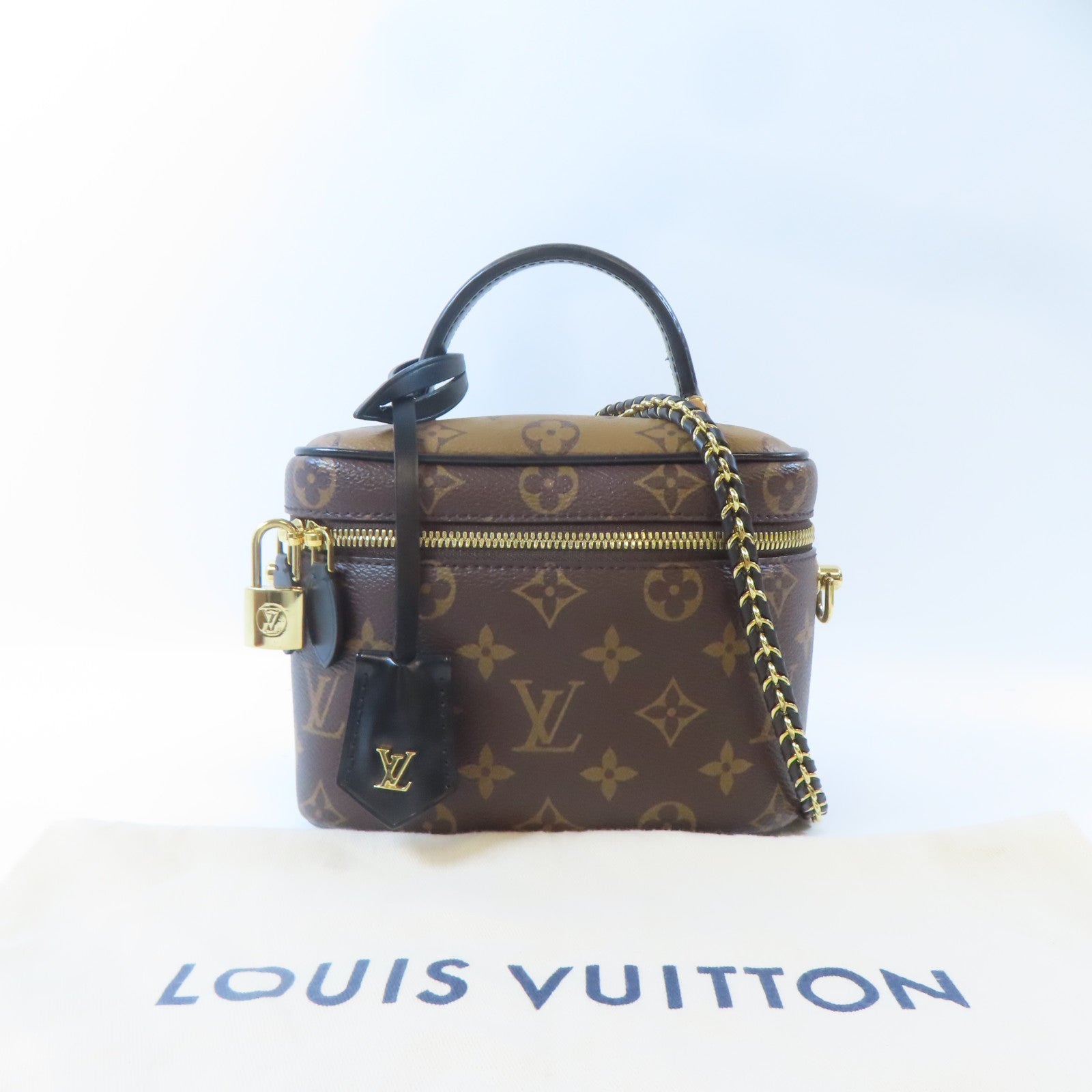 LOUIS VUITTON Monogram Reverse Vanity PM金扣手挽肩背兩用袋啡色