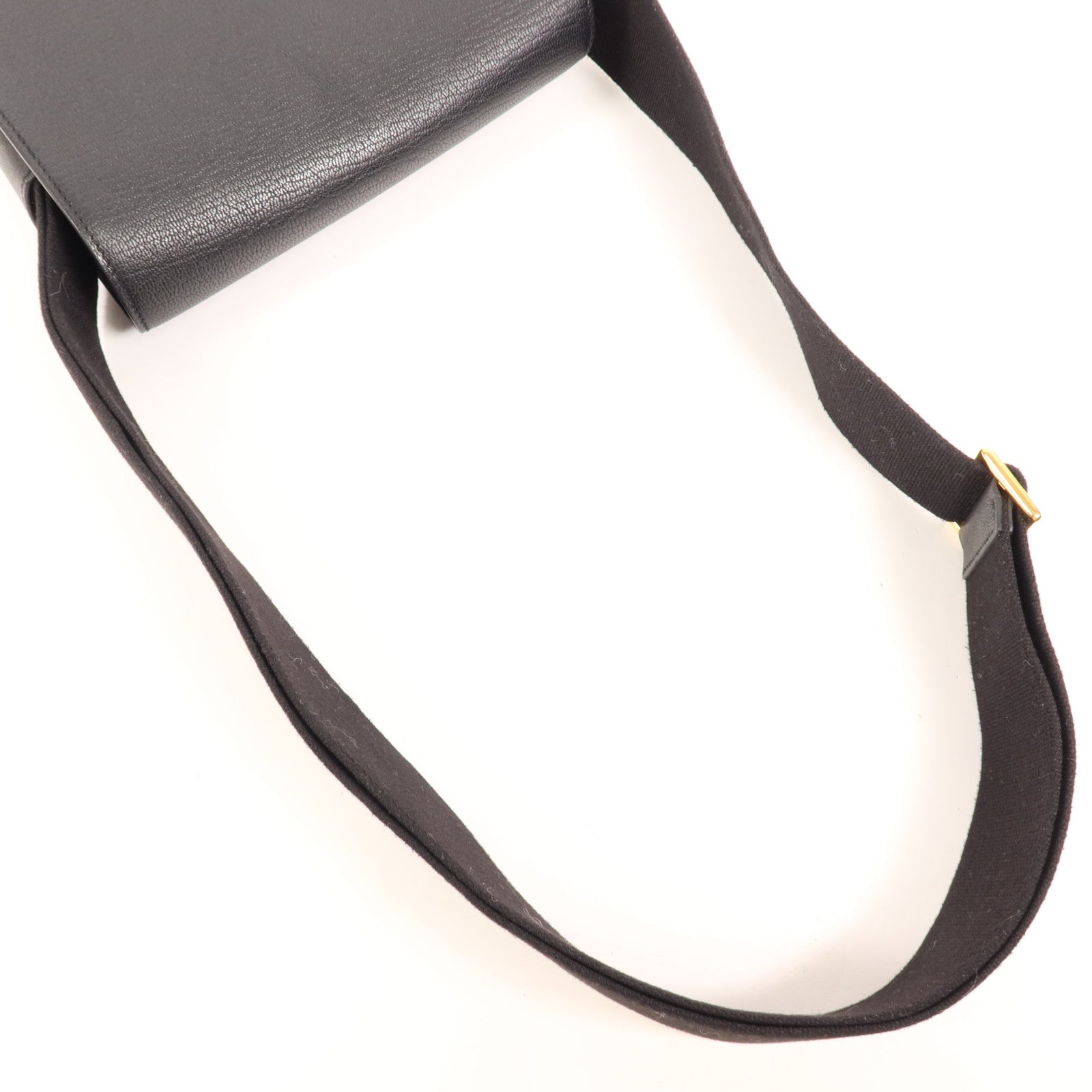 HERMES Chevre皮革Geta金扣肩背袋Noir