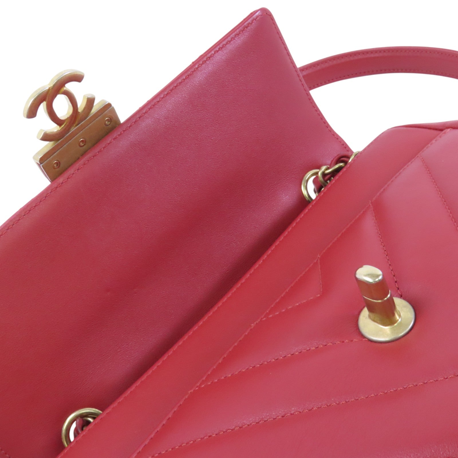 CHANEL 羊皮皮革2Way Shoulder Bag金扣鏈帶手挽肩背兩用袋