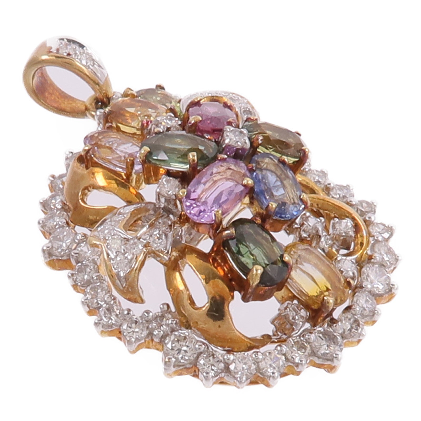 JEWELRY 18K黃金/白金Diamond Color Stone Pendant Top鑽石/彩色寶石吊墜