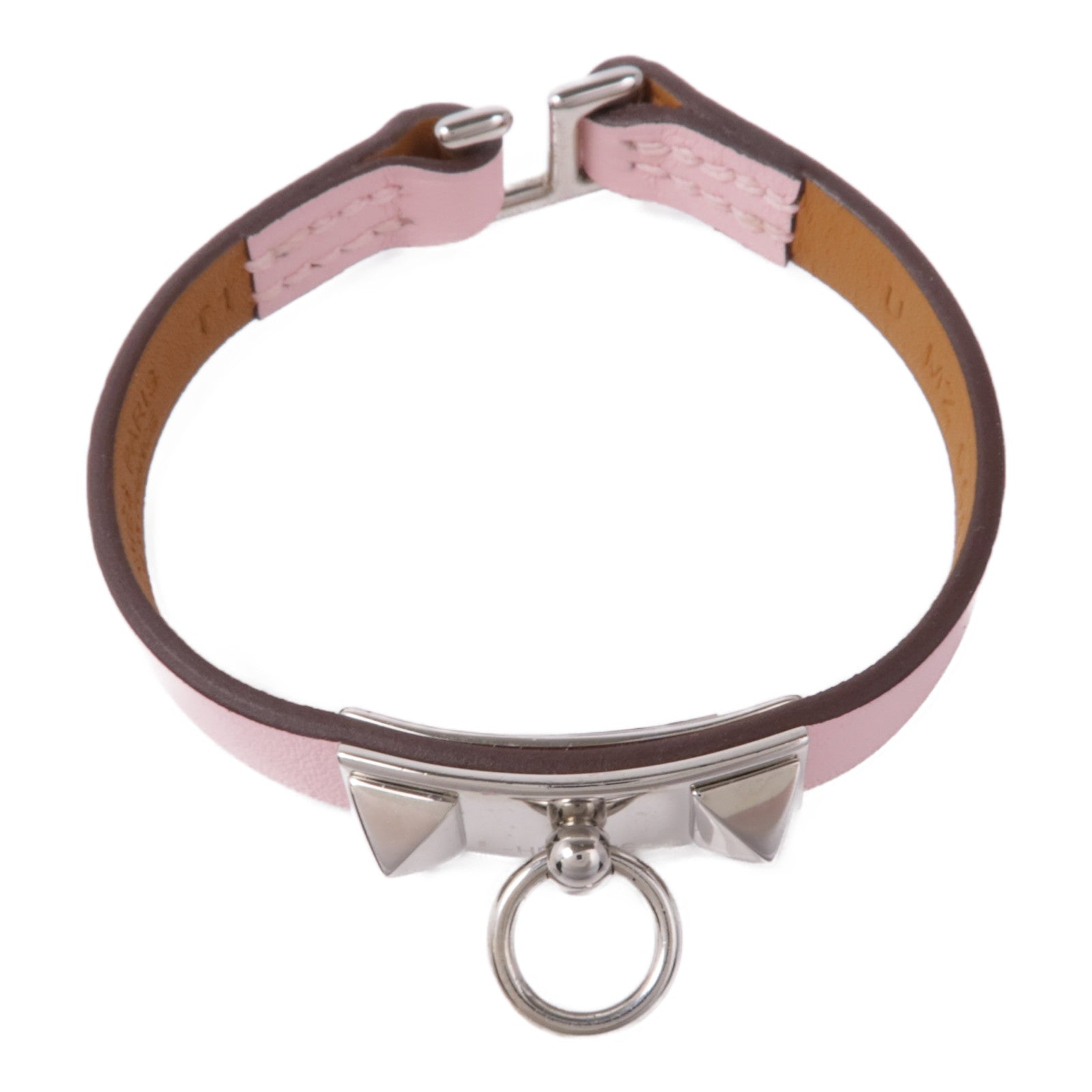 HERMES PHW Rivale Tour Bracelet Veau Swift Leather Rose Sakura Pink