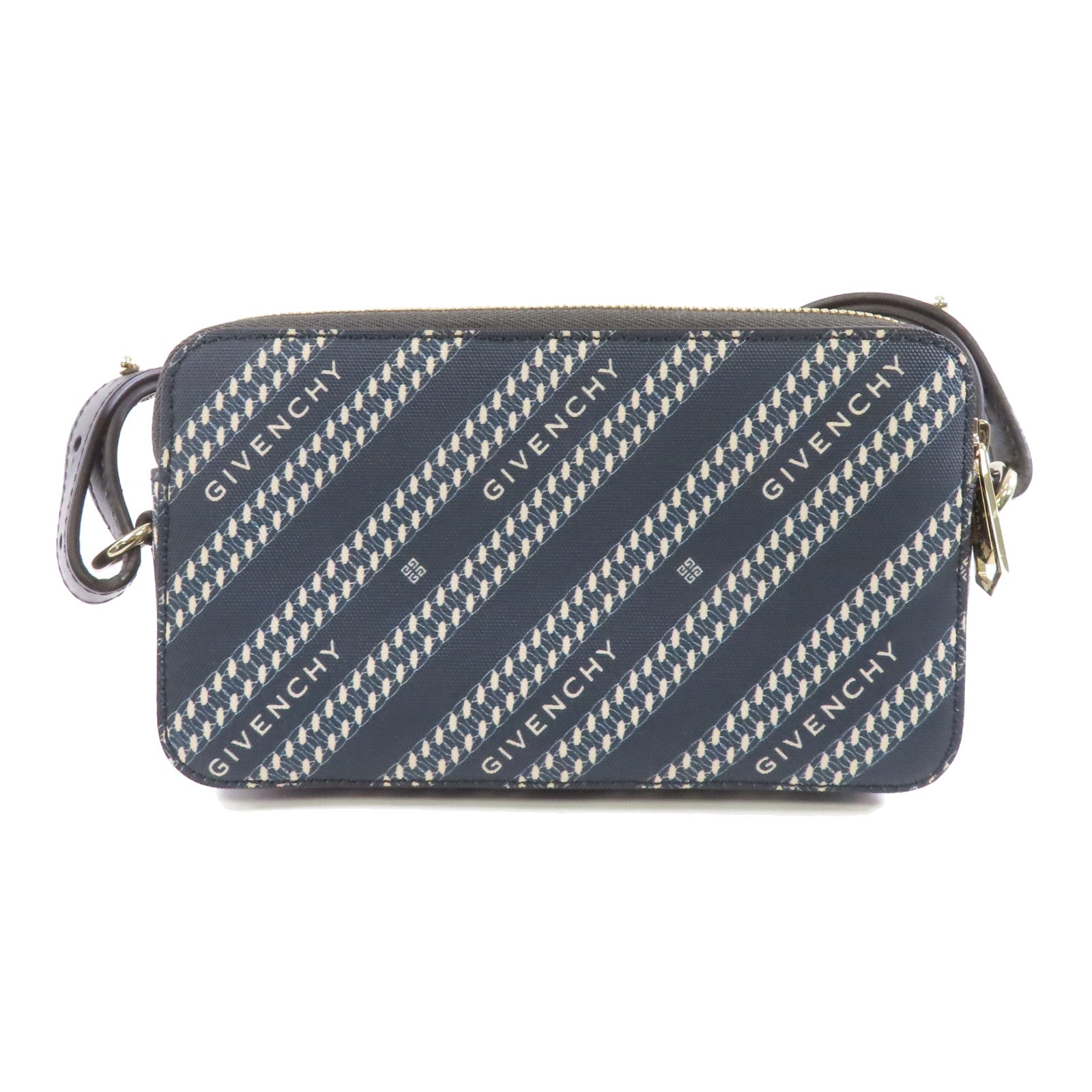 GIVENCHY 牛皮皮革/塗層帆布Shoulder Bag金扣肩背袋白色