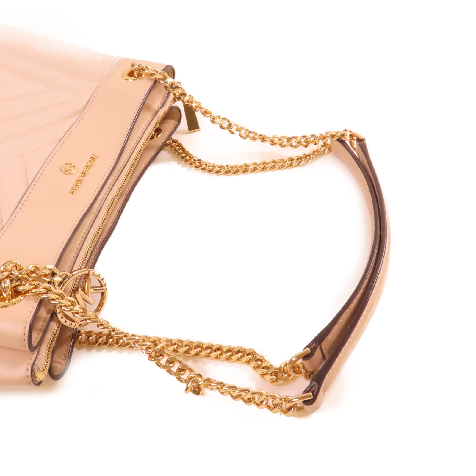 Michael Kors 羊皮皮革Chain Shoulder Bag金扣鏈帶肩背袋杏色