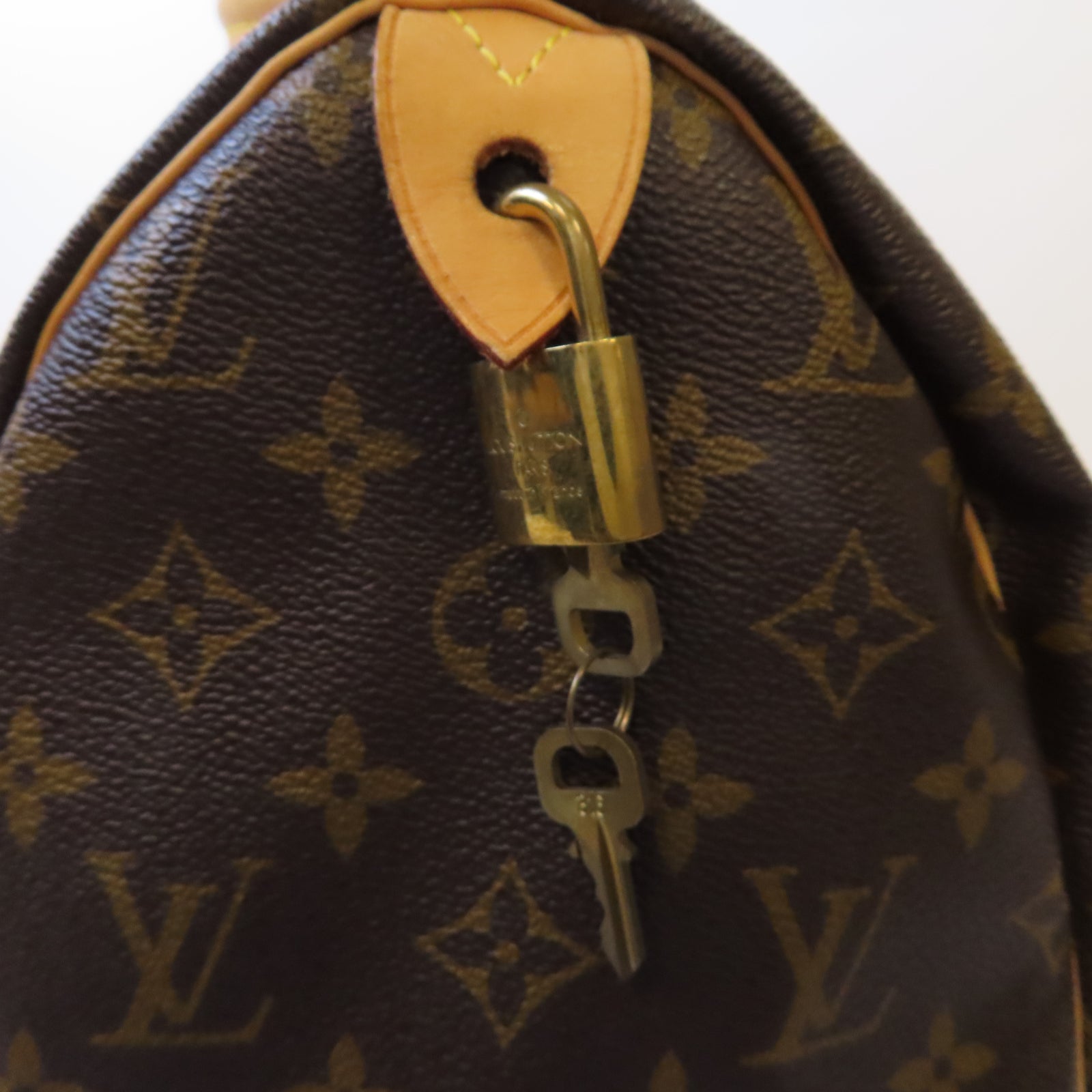 LOUIS VUITTON Monogram Speedy 30金扣手挽袋啡色