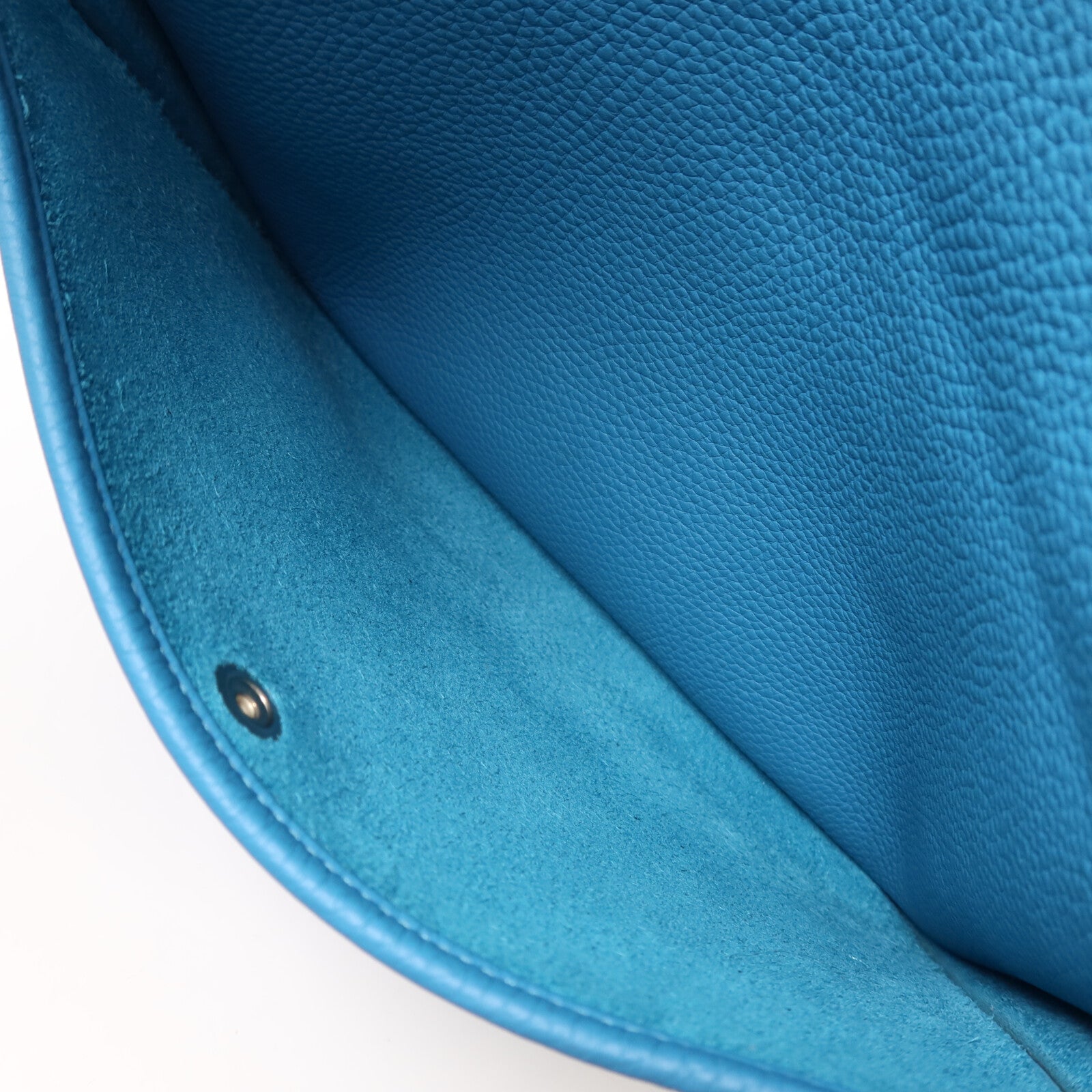 HERMES Clemence皮革Evelyne PM肩背袋Bleu Izmir