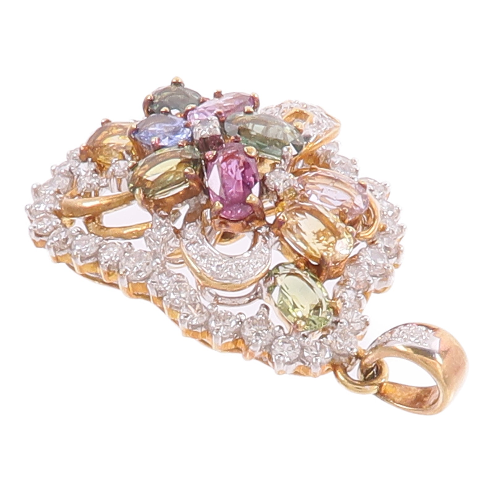JEWELRY 18K黃金/白金Diamond Color Stone Pendant Top鑽石/彩色寶石吊墜