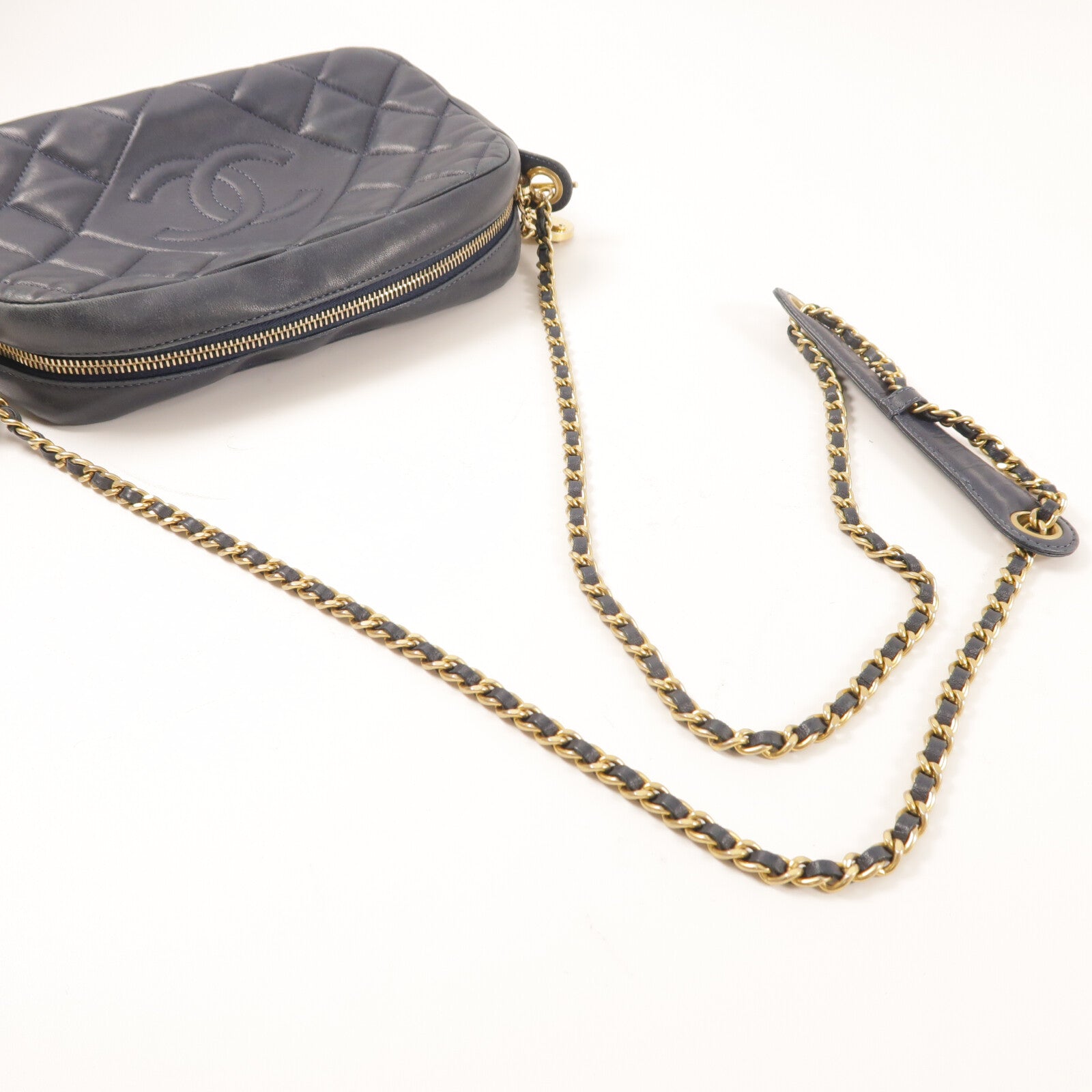 CHANEL 羊皮皮革Camera Bag金扣鏈帶肩背袋