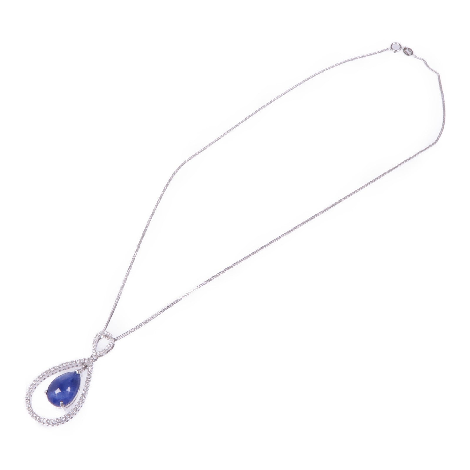 JEWELRY 【激減優惠】18K白金Sapphire Diamond Necklace藍色寶石/鑽石項鍊