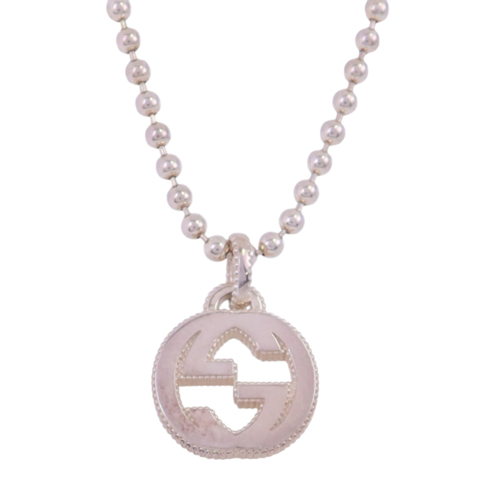 GUCCI 925純銀Interlocking G Necklace銀扣項鏈