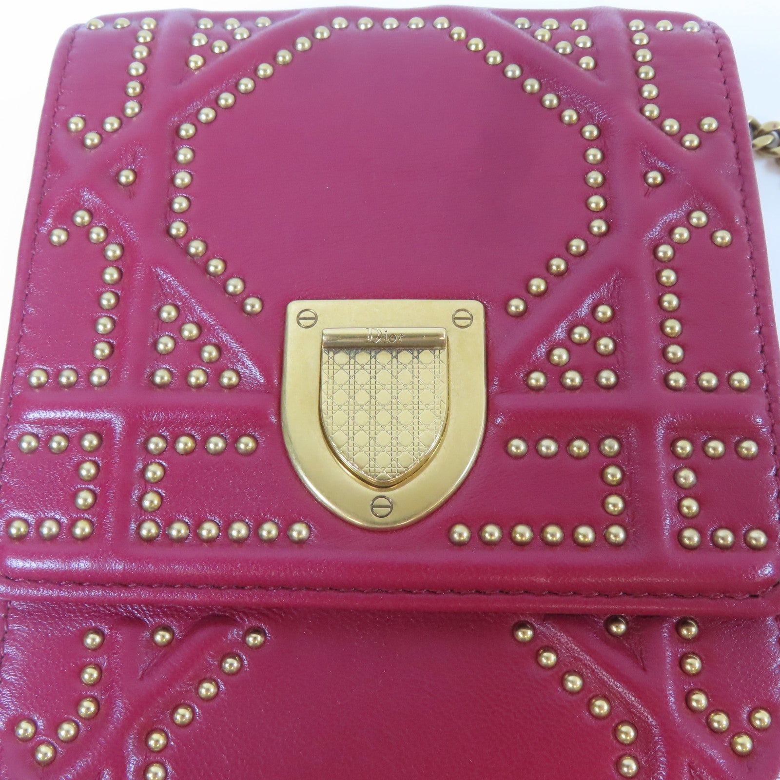 Dior 羊皮皮革Ama Chain Shoulder Bag金扣鏈帶肩背袋紅色