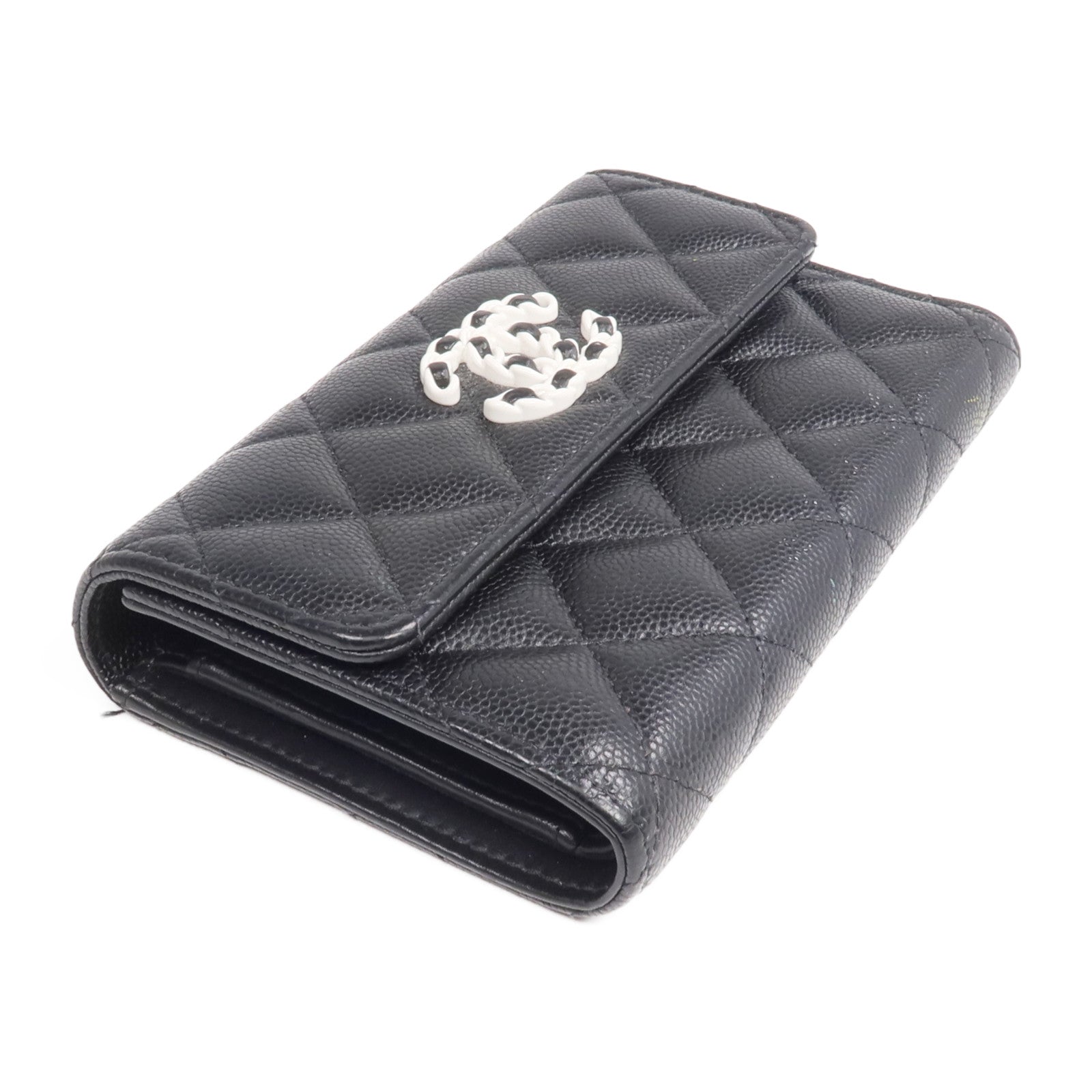 CHANEL 牛皮皮革Chanel 19 Wallet銀扣長錢包