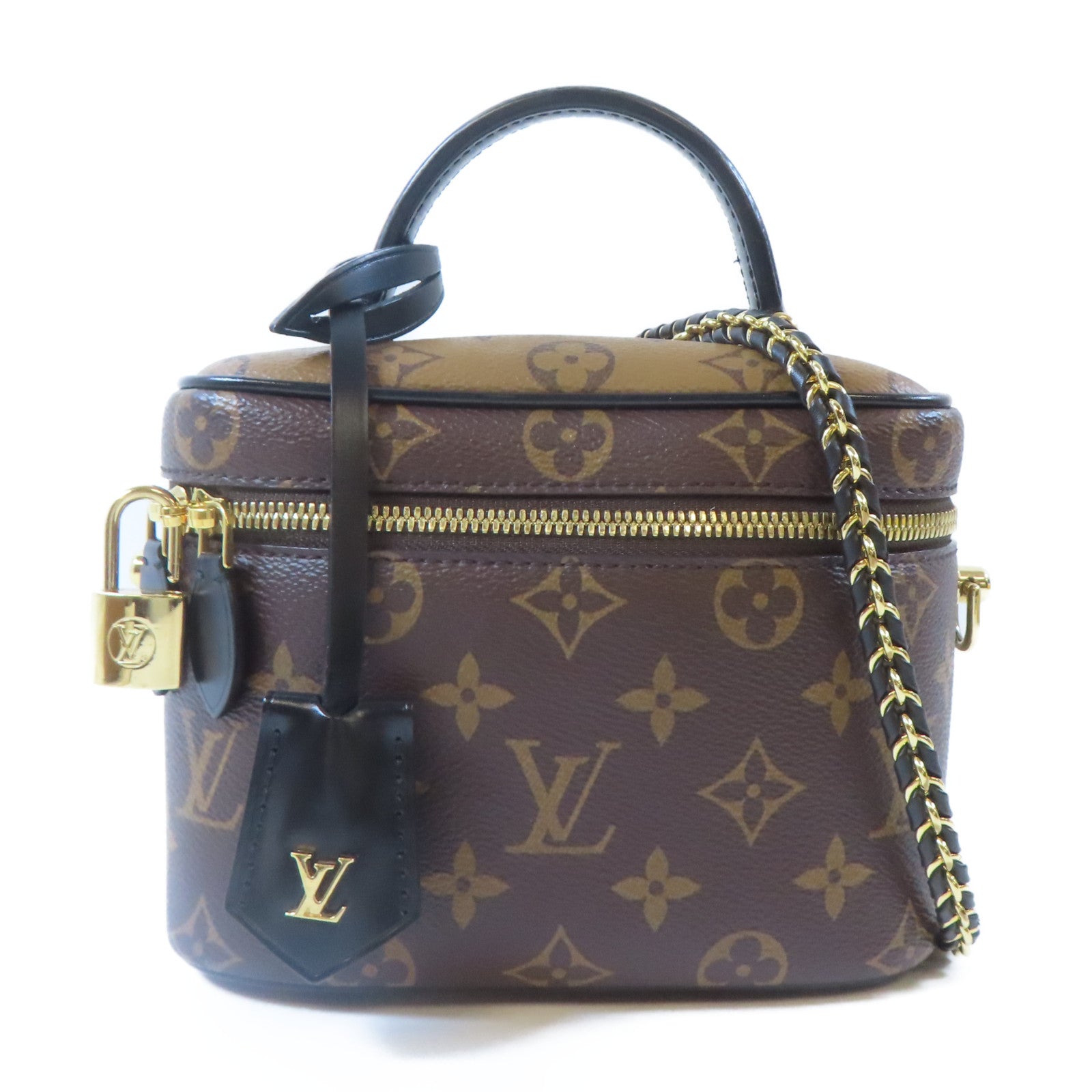 LOUIS VUITTON Monogram Reverse Vanity PM金扣手挽肩背兩用袋啡色