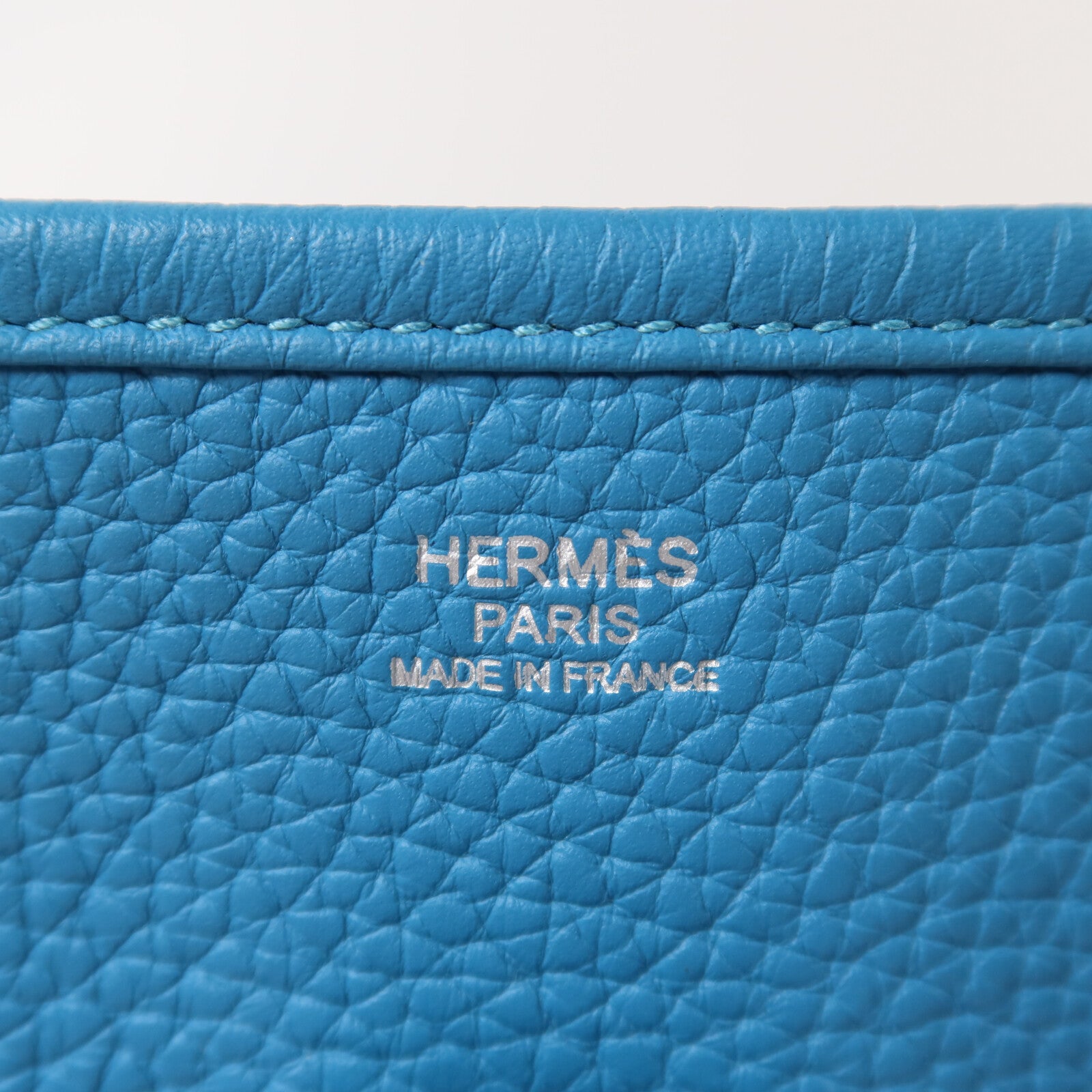 HERMES Clemence皮革Evelyne PM肩背袋Bleu Izmir